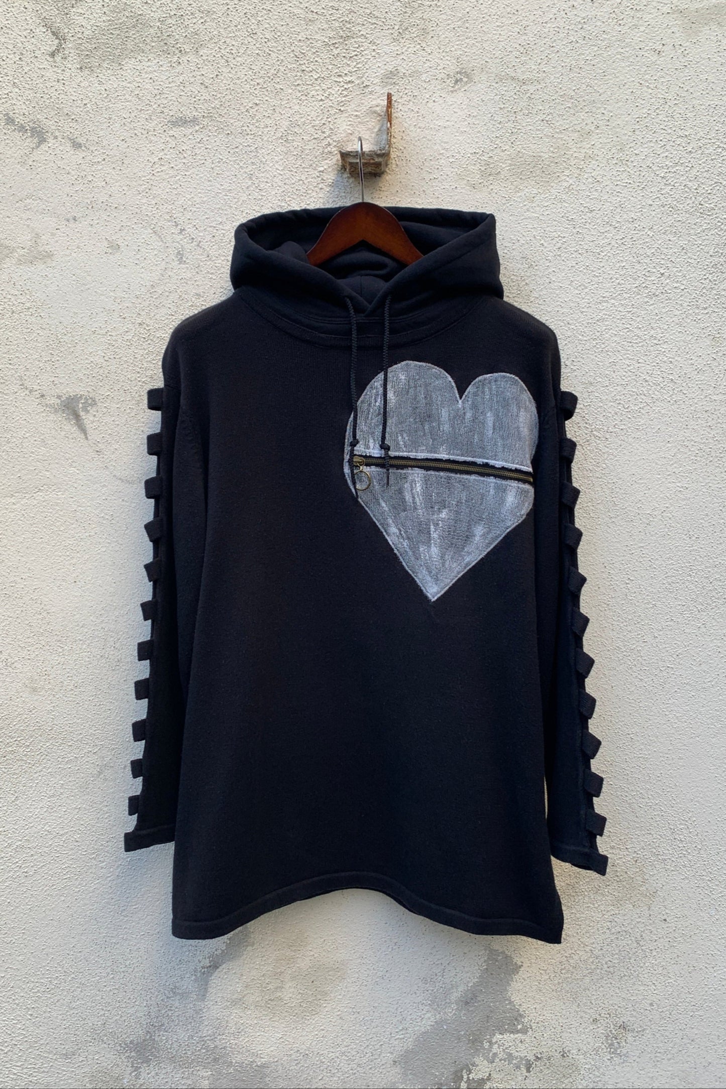 Upcycling Deep Hoodie Schwarz L