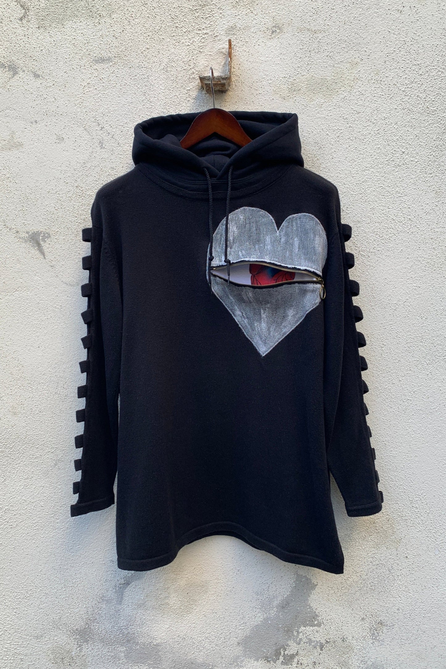 Upcycling Deep Hoodie Schwarz L