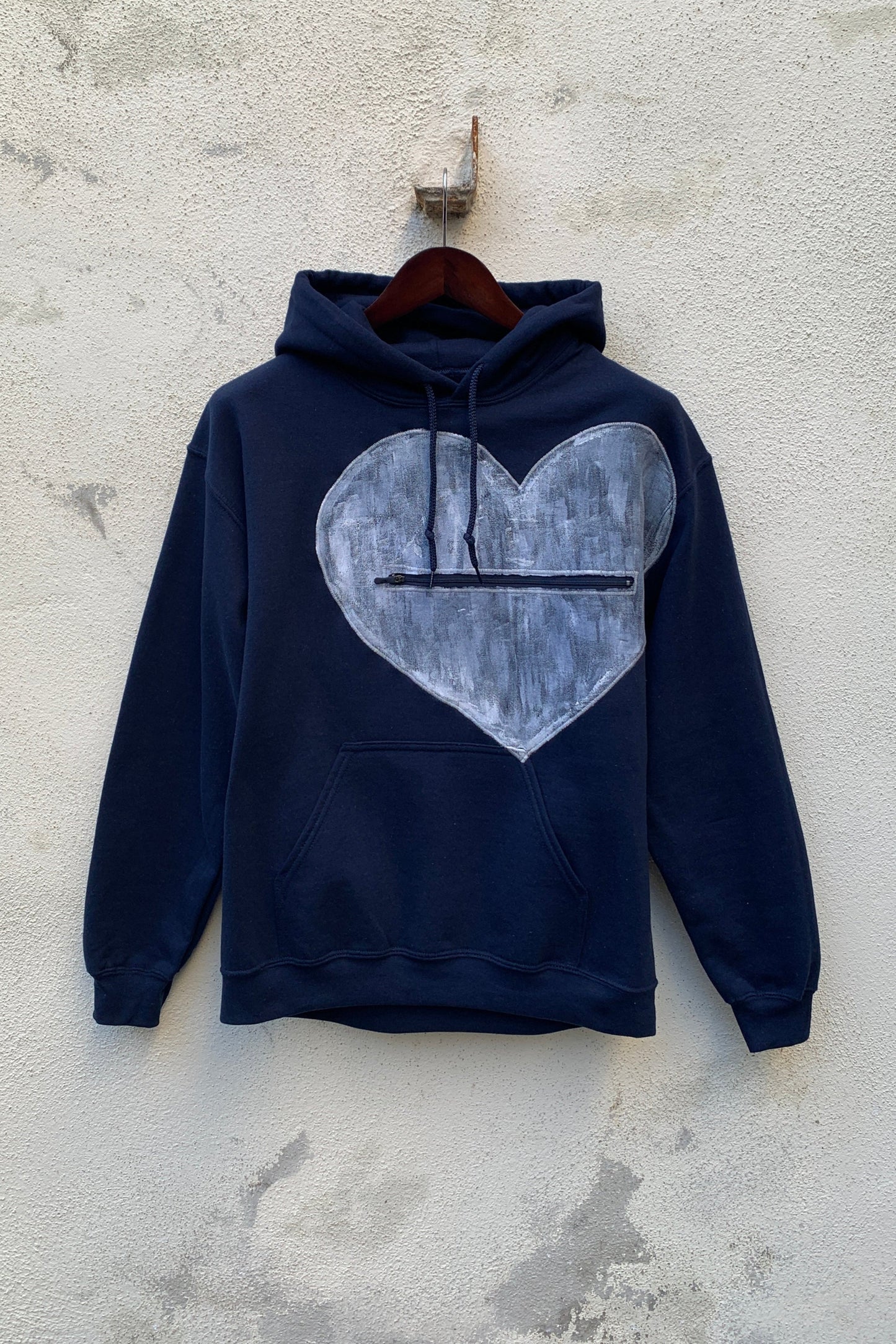 Upcycling Deep Hoodie Marineblau M