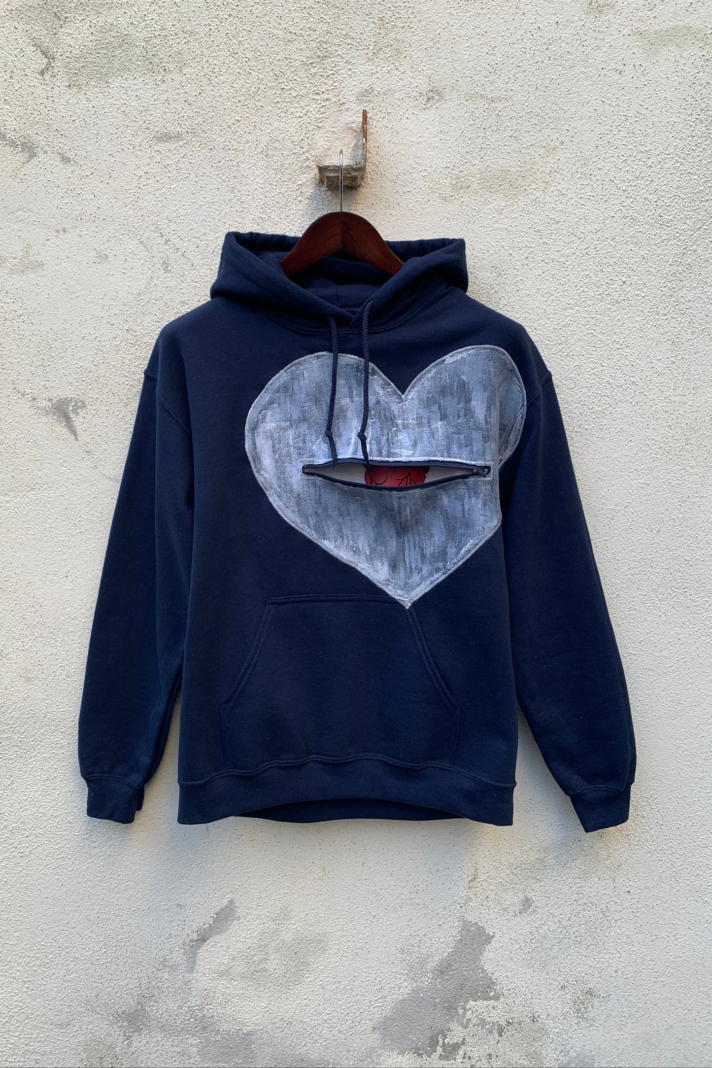 Upcycling Deep Hoodie Marineblau M