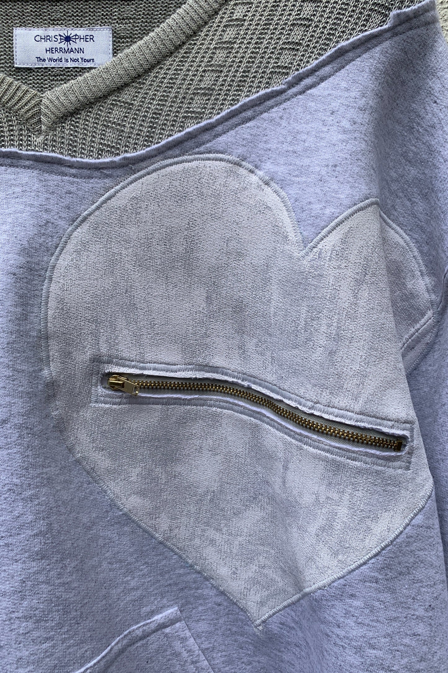 Upcycling Deep Vintage Sweater Hellgrau L