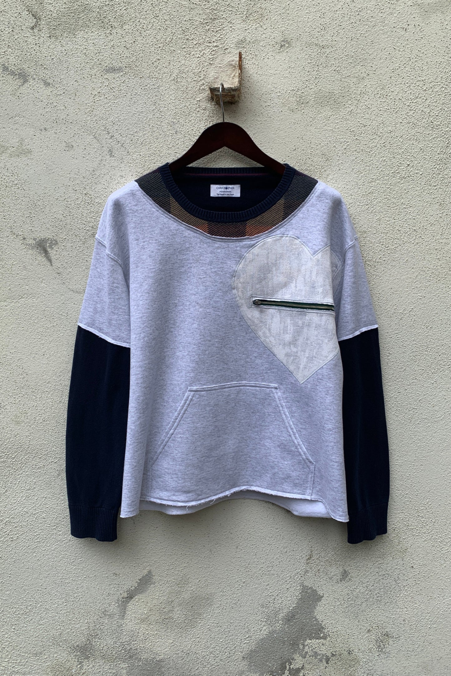Upcycling Deep Vintage Sweater Hellgrau L