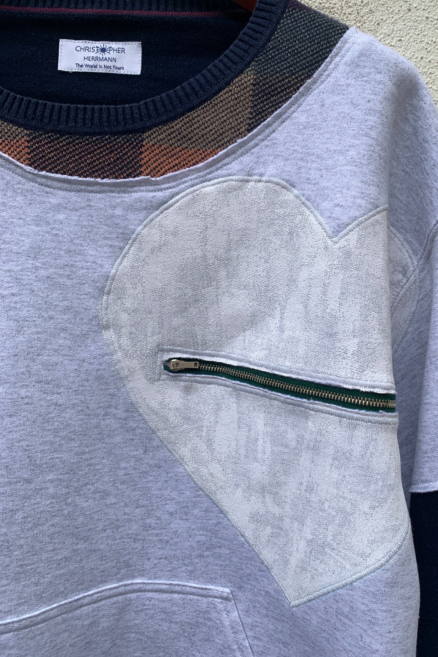 Upcycling Deep Vintage Sweater Hellgrau L