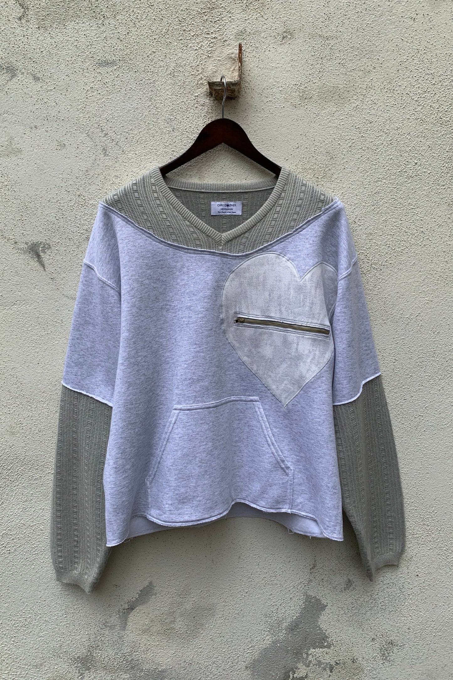 Upcycling Deep Vintage Sweater Hellgrau L