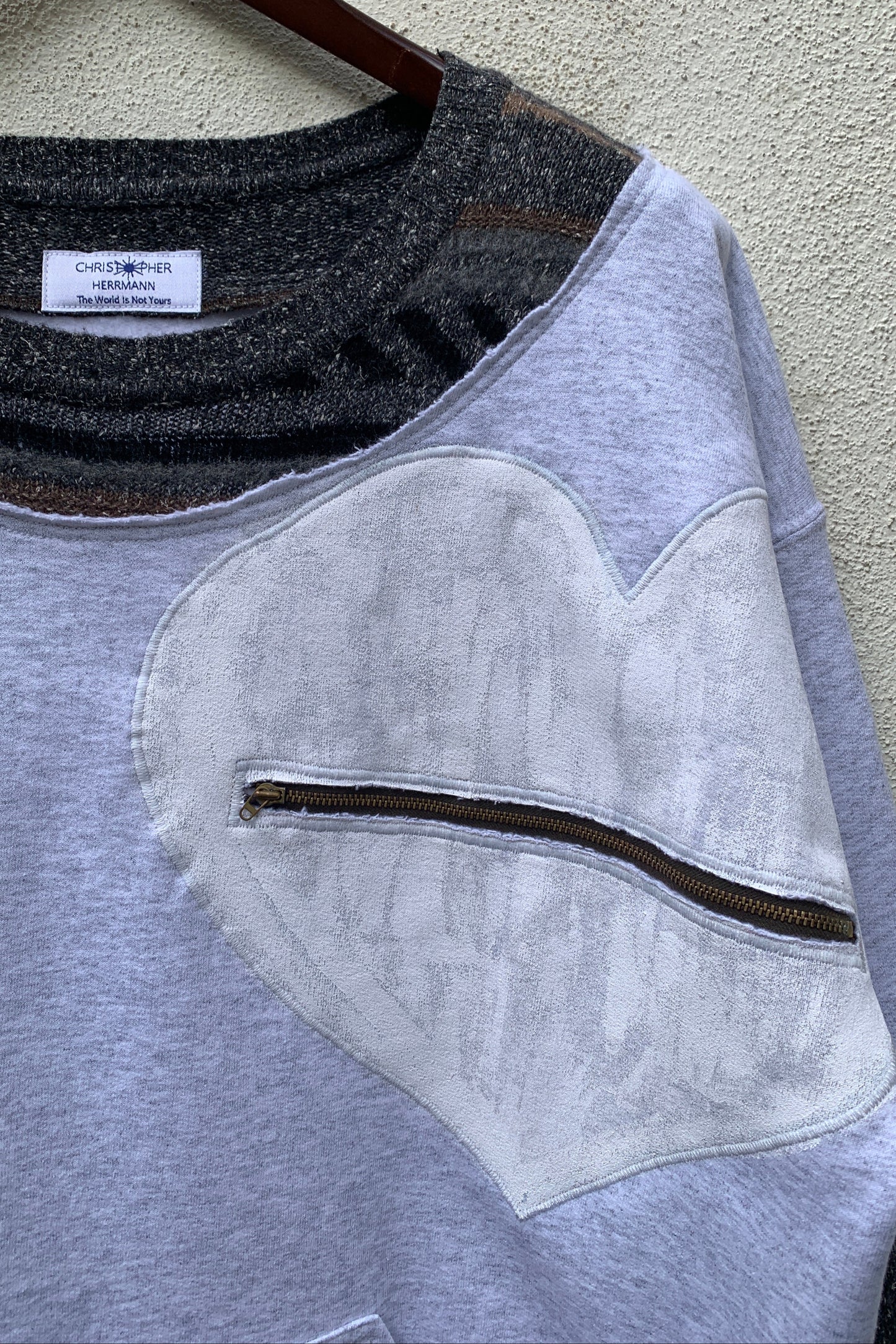 Upcycling Deep Vintage Sweater Hellgrau XL