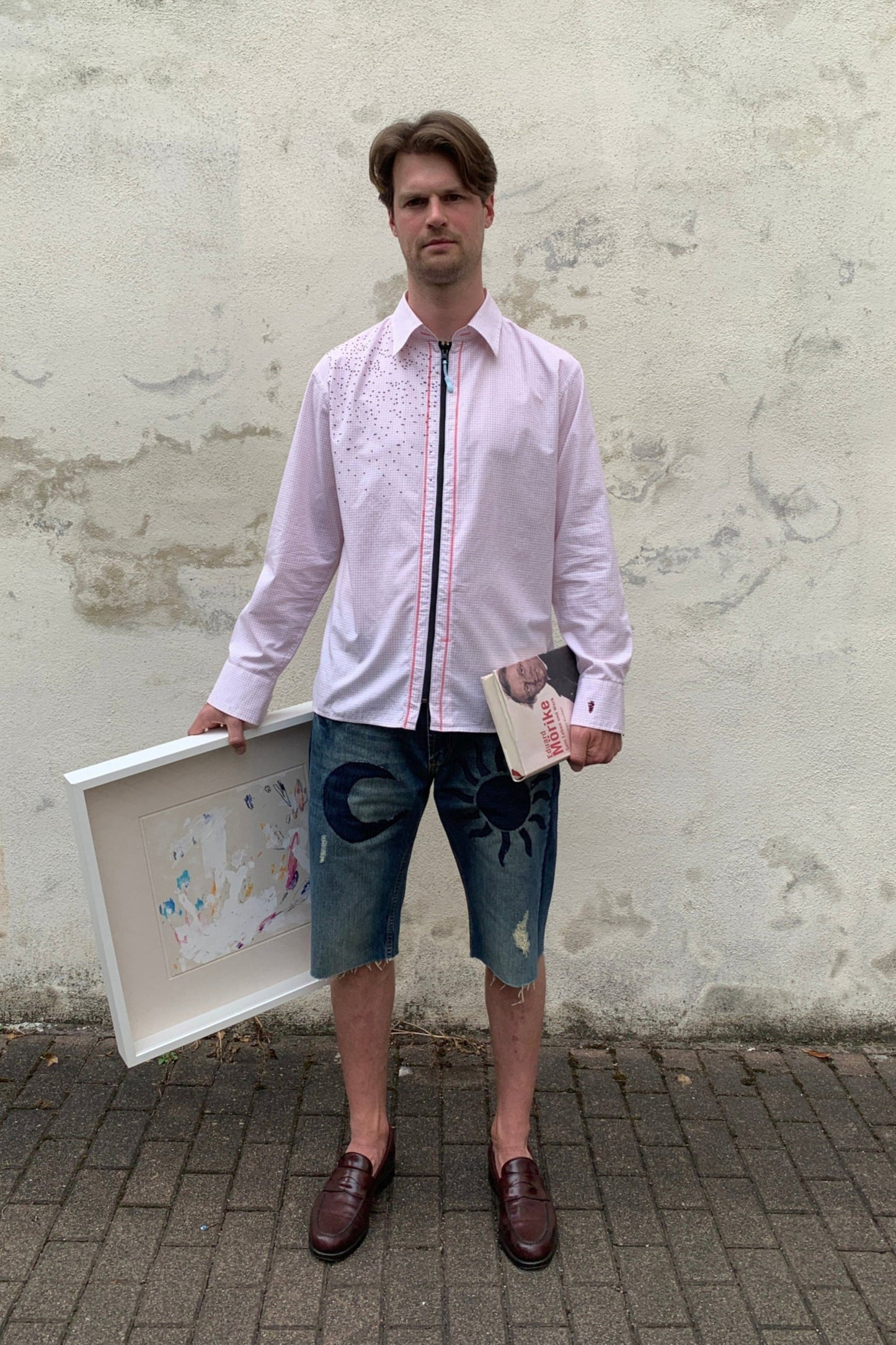 Upcycling Sonne & Mond Kurze Jeans Shorts Dunkelblau 38