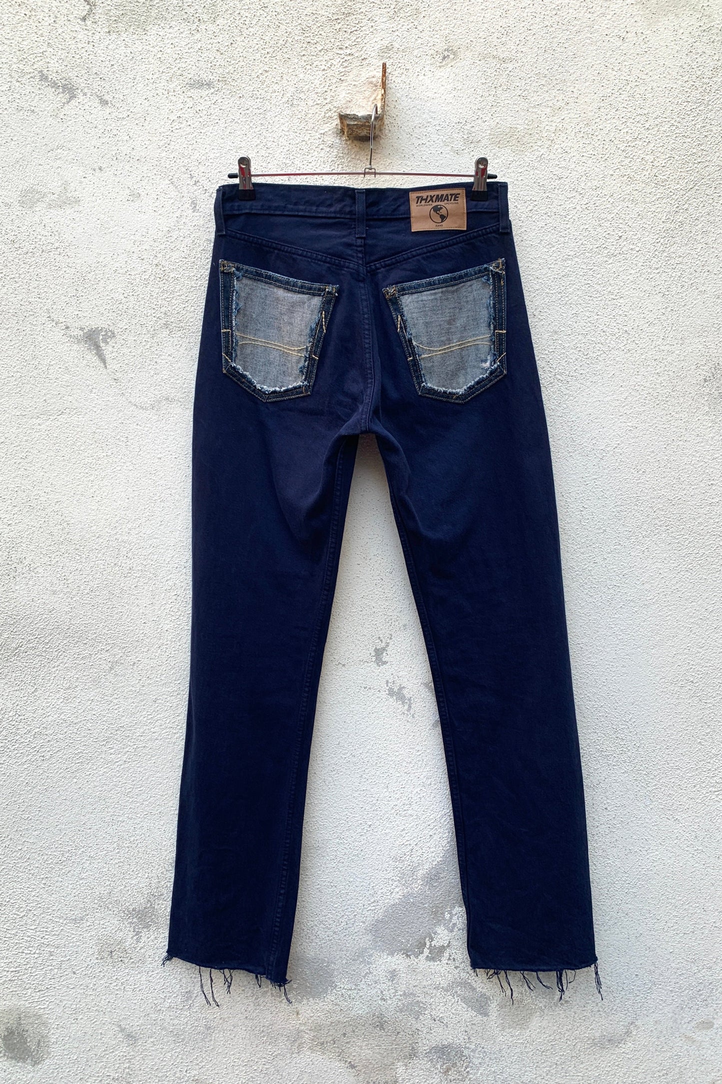 Upcycling Time Runs Biker Jeans Dunkelblau W31 L34