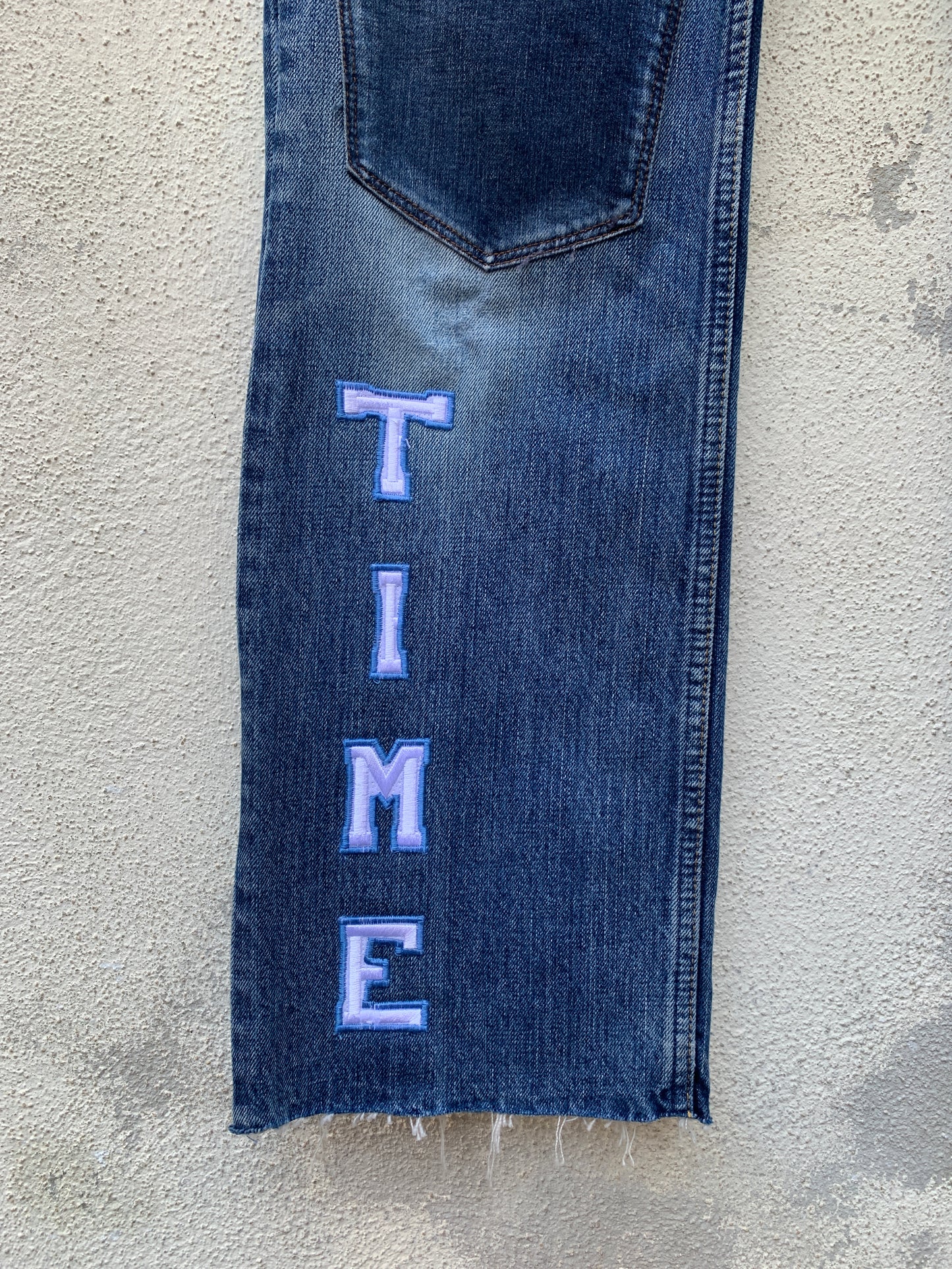 Upcycling Time Runs Biker Jeans Blau W31 L32