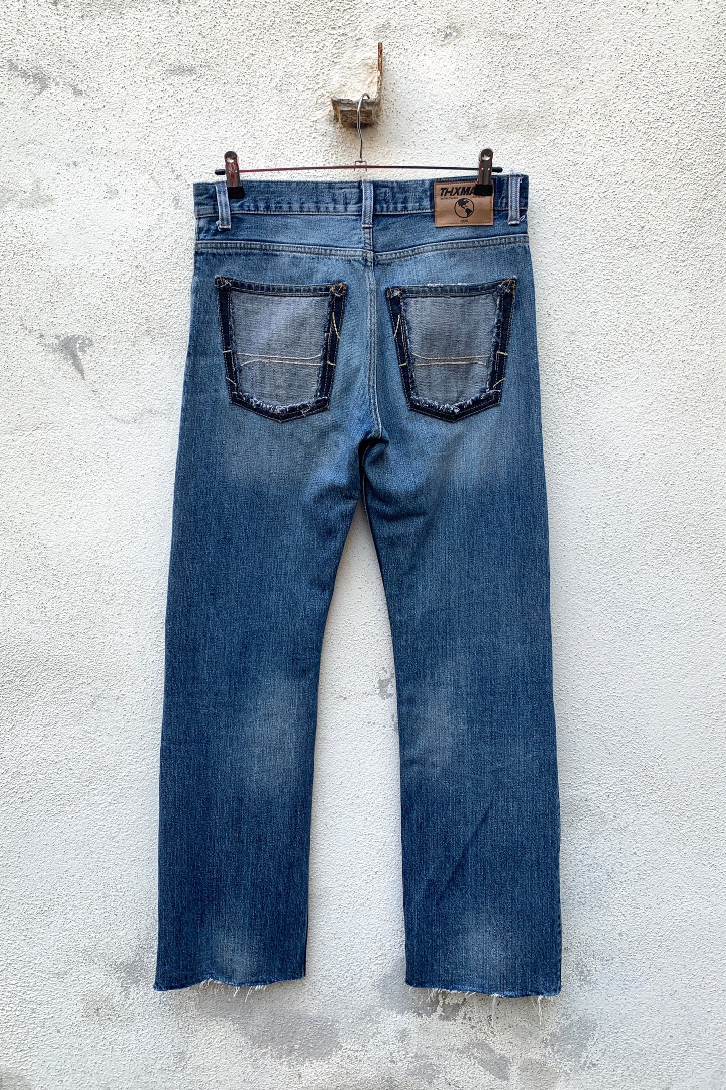 Upcycling Time Runs Biker Jeans Blau W31 L32