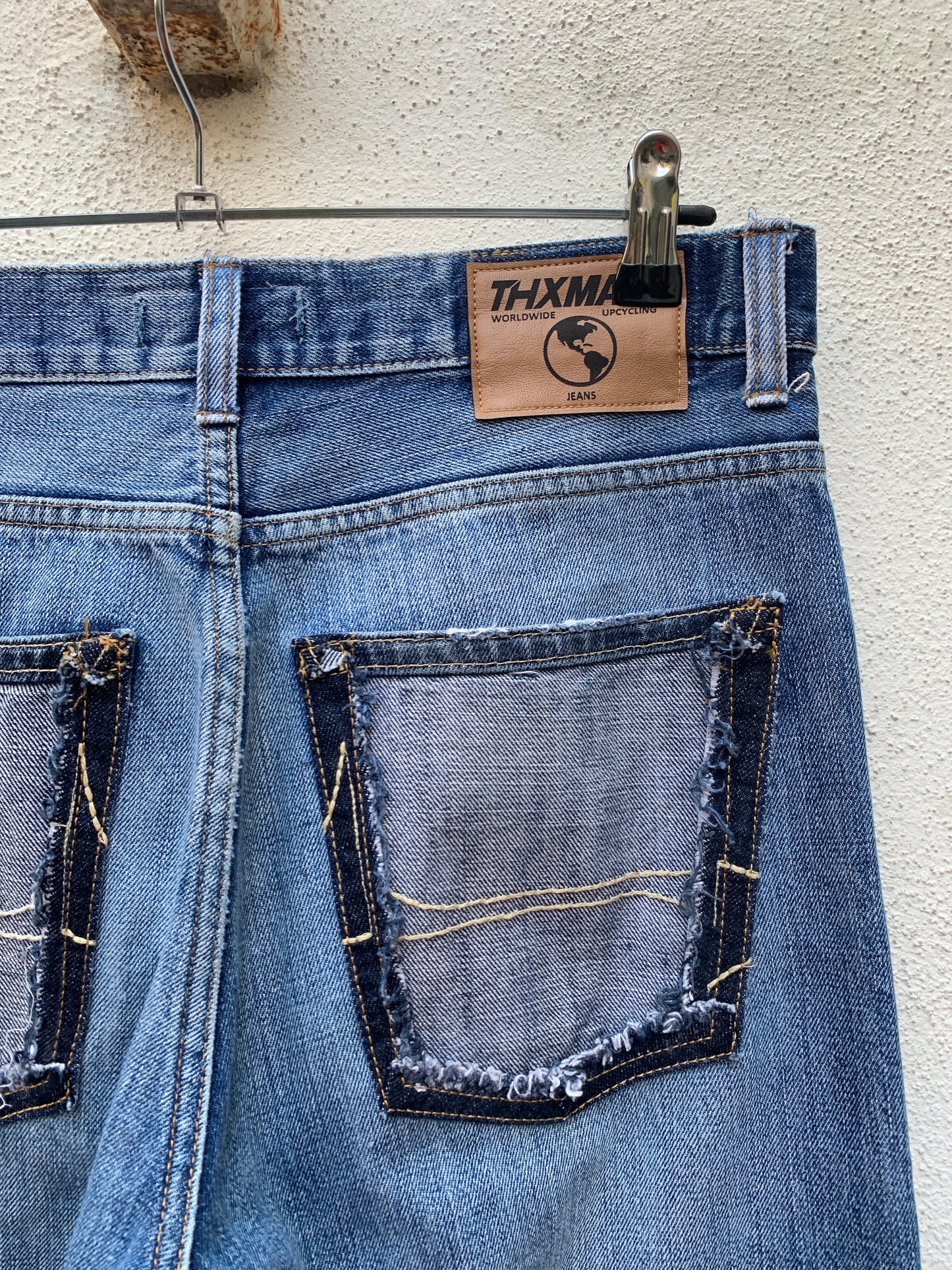 Upcycling Time Runs Biker Jeans Blau W31 L32