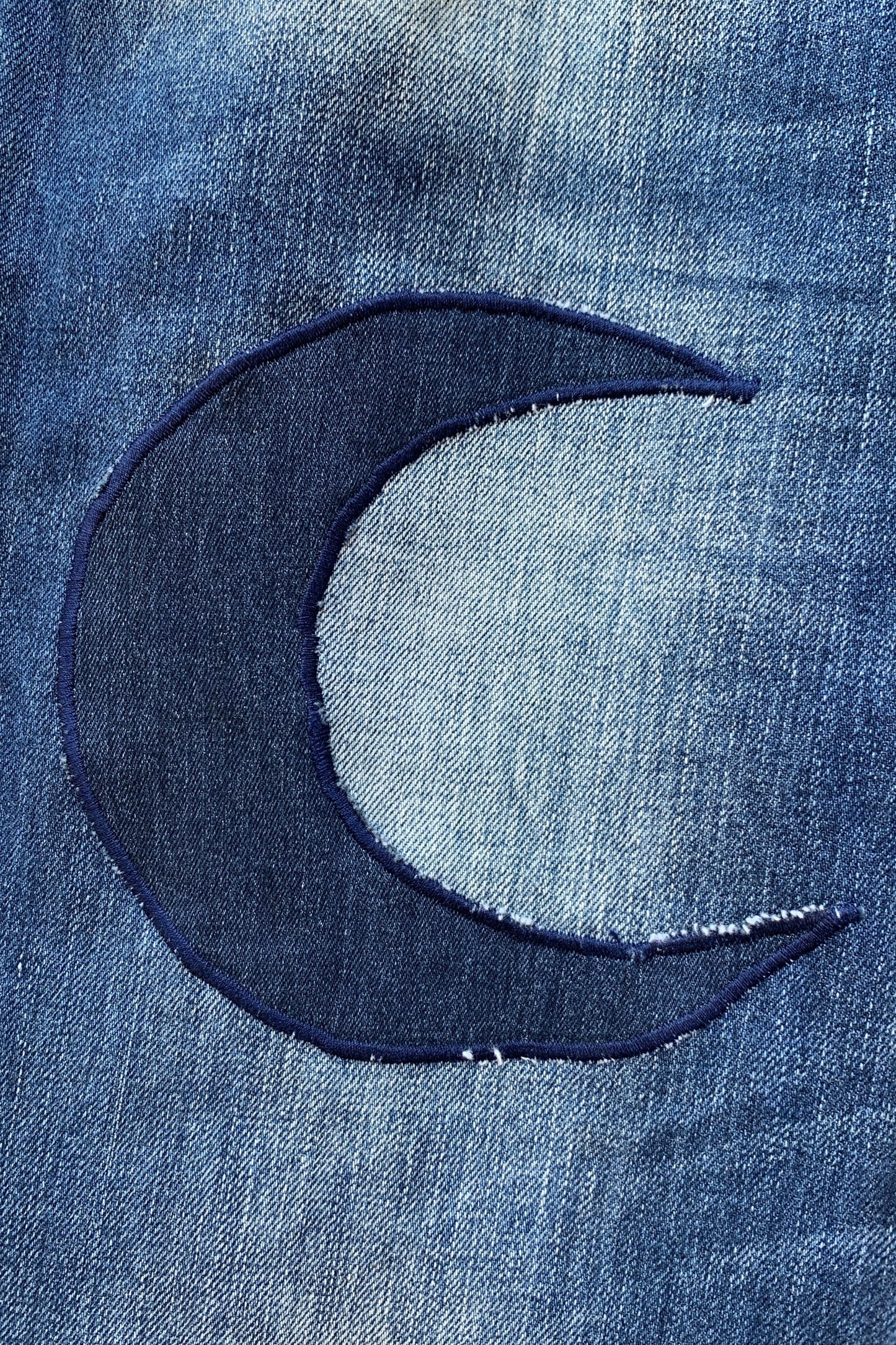 Upcycling Sonne & Mond Kurze Jeans Shorts Mittelblau 31