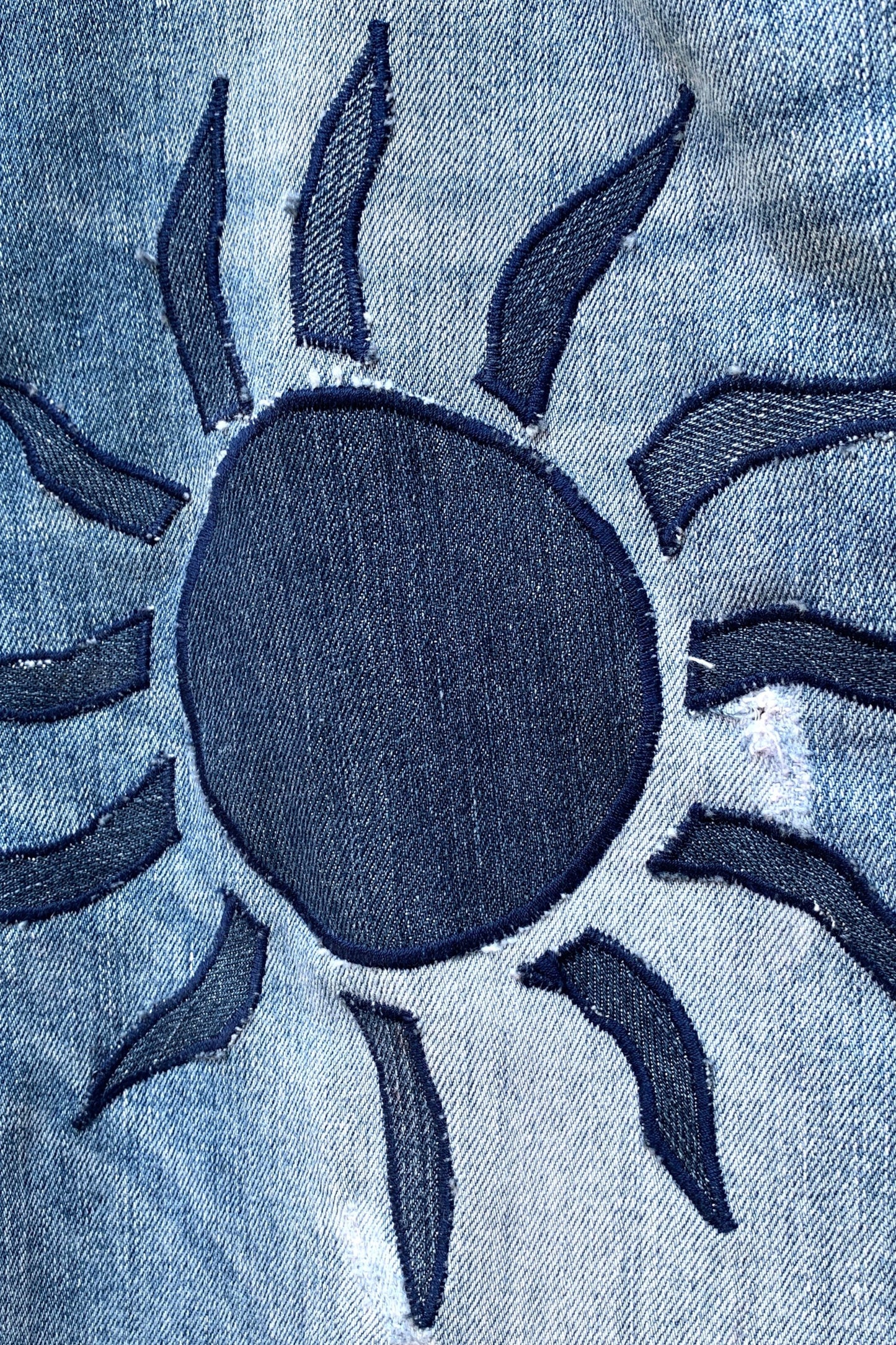 Upcycling Sonne & Mond Kurze Jeans Shorts Hellblau 38
