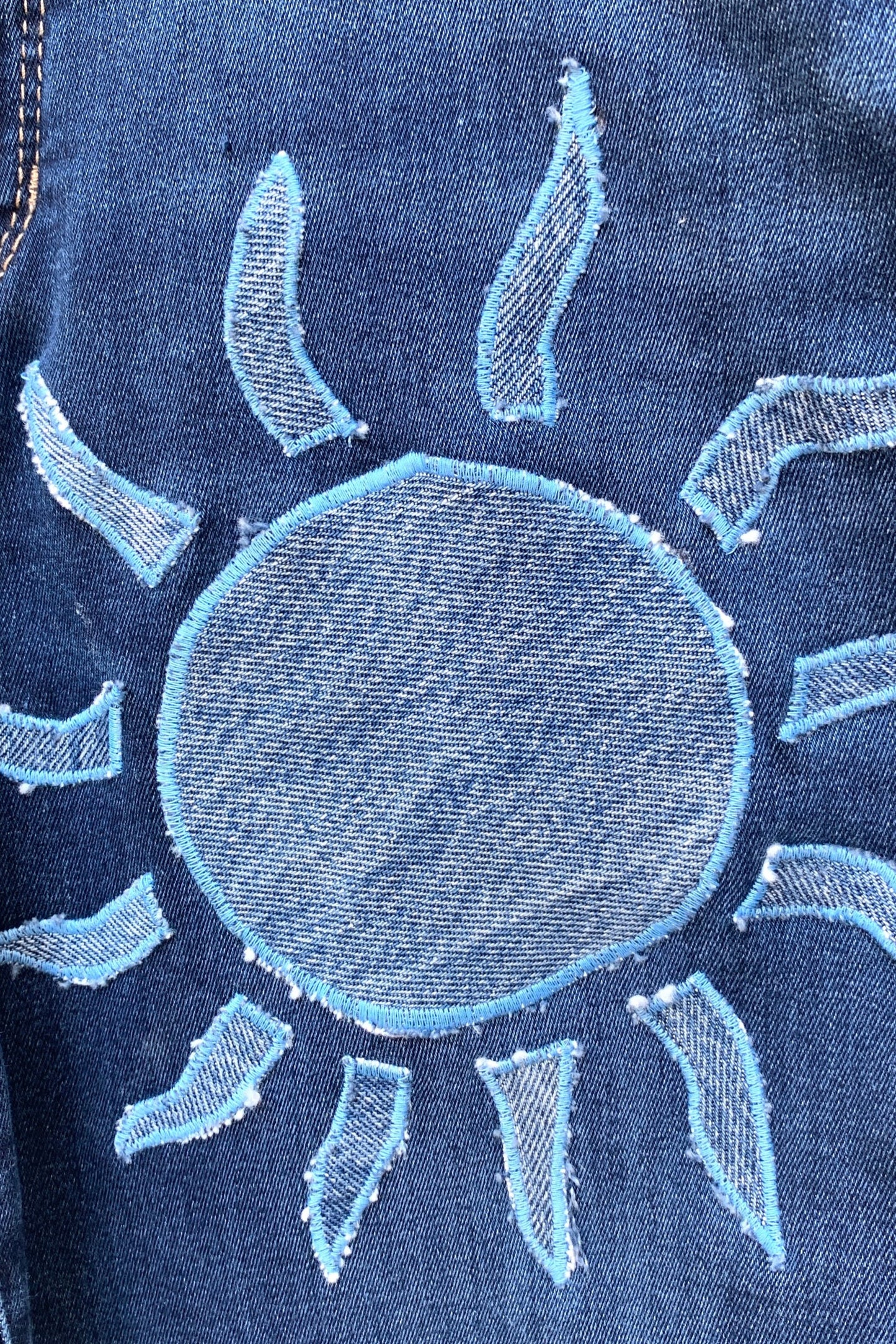 Upcycling Sonne & Mond Dreiviertel Jeans Dunkelblau 28