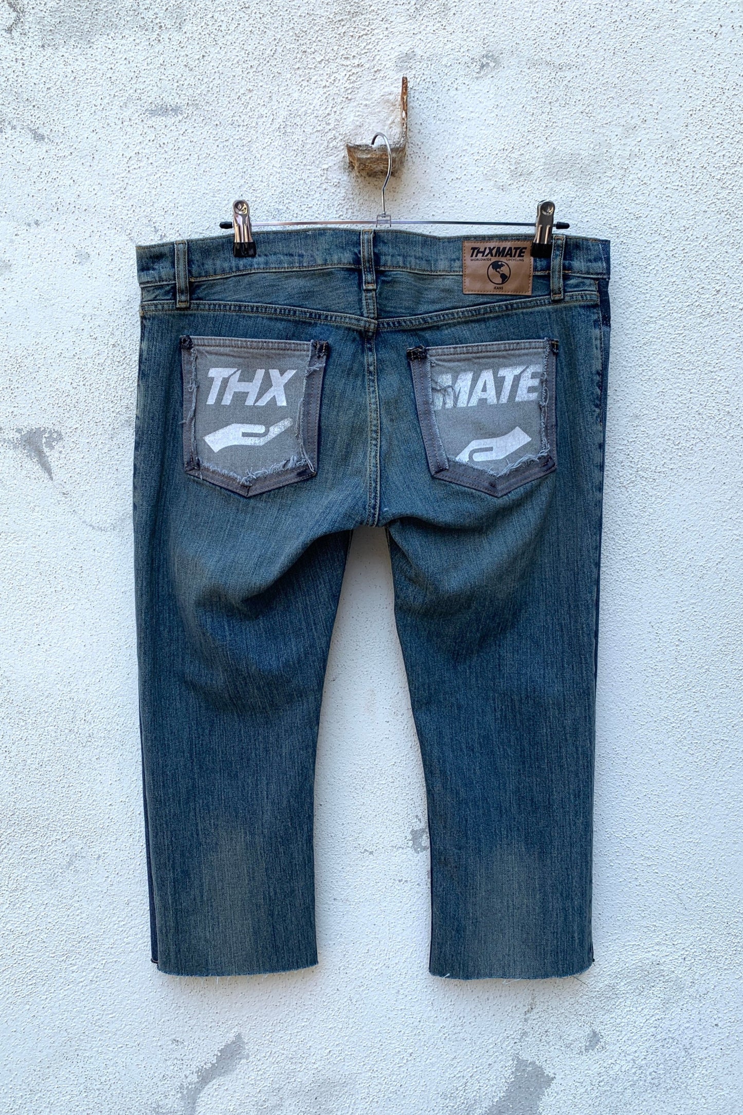 Upcycling Sonne & Mond Dreiviertel Jeans Blau 36