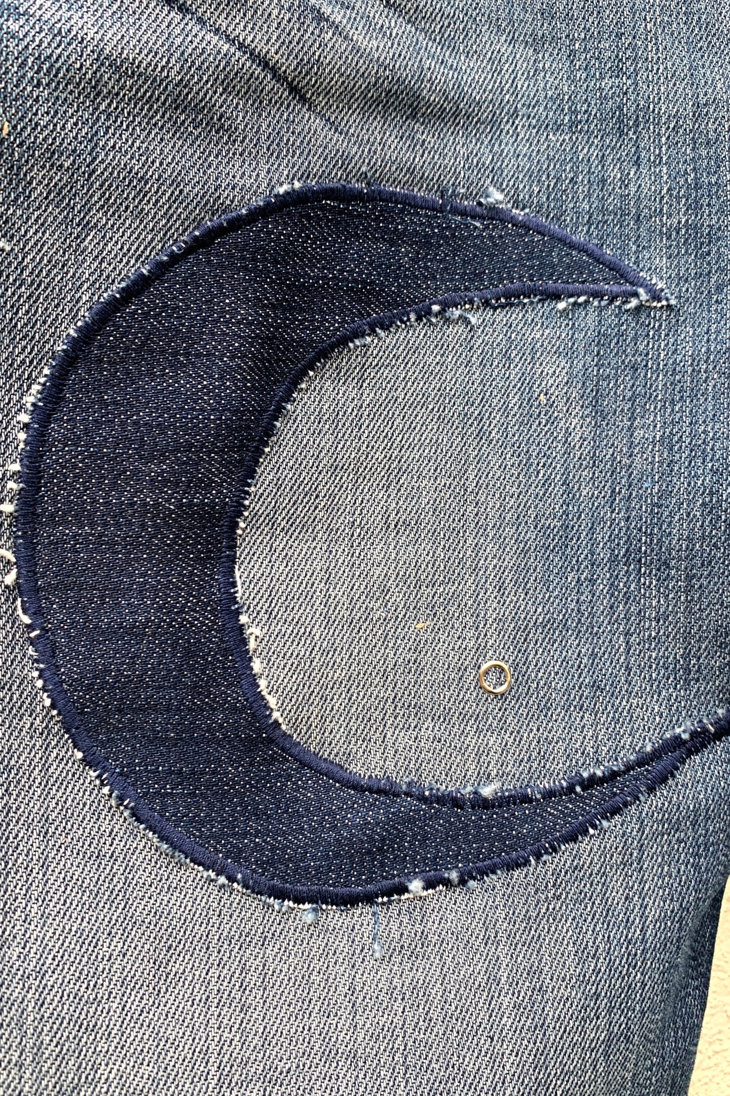 Upcycling Sonne & Mond Kurze Jeans Shorts Blau 27