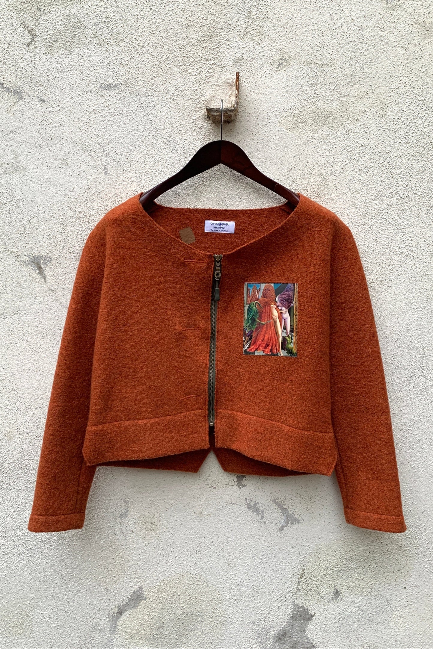 Upcycling Woolen Creatures Jacke Orange M