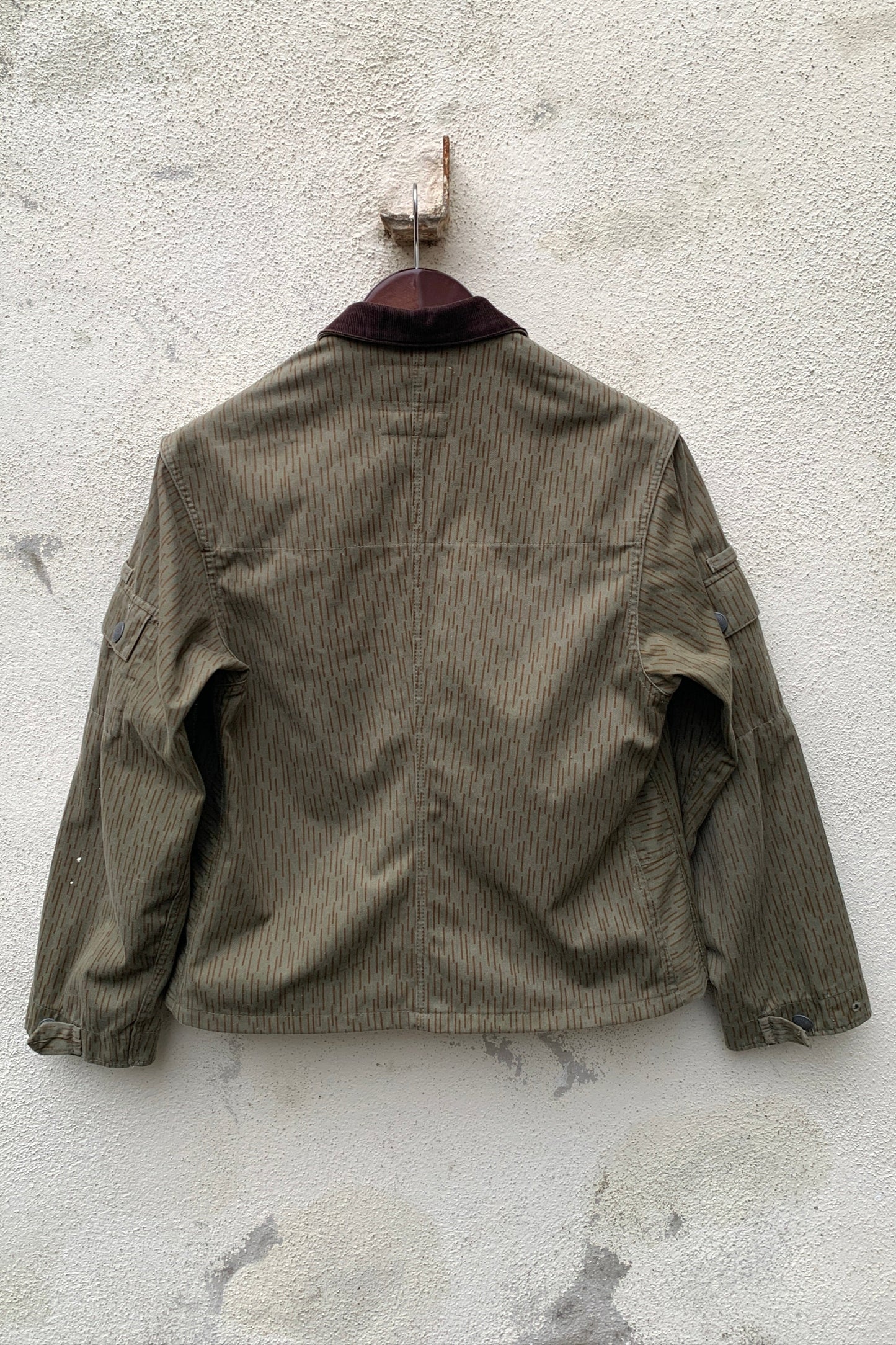 Upcycling Flower-Power Jacke Khaki M