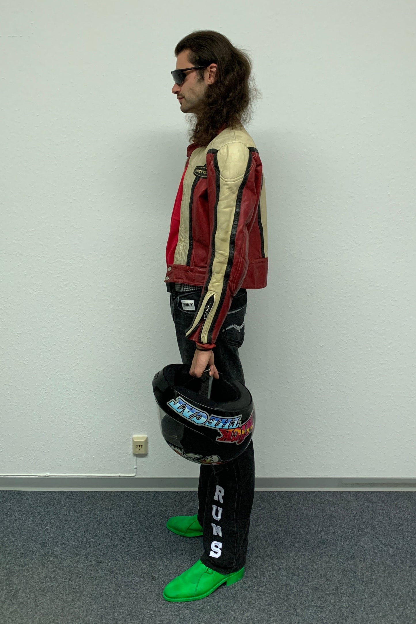 Upcycling Time Runs Biker Jeans Dunkelgrau W31 L32