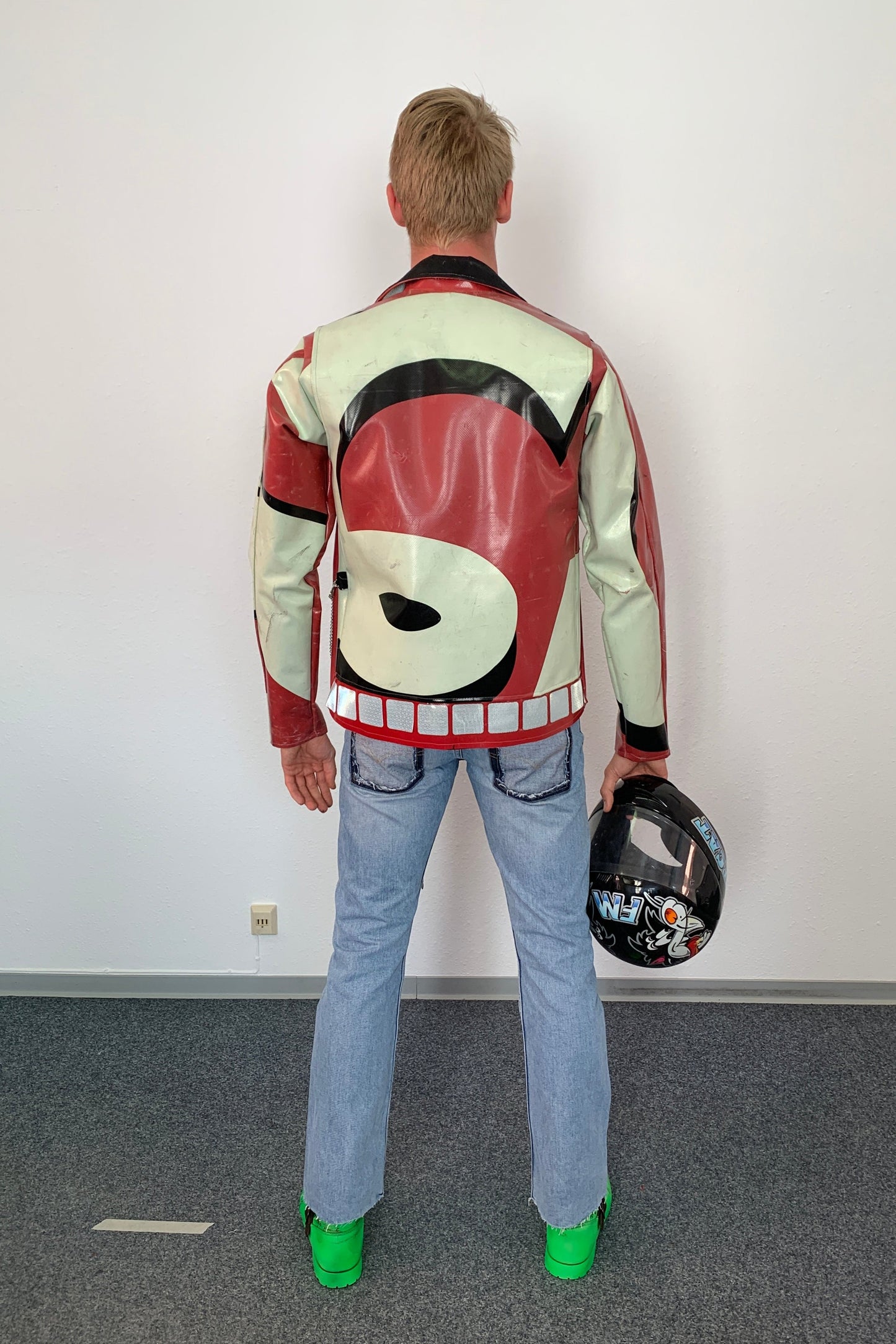 Upcycling Time Runs Biker Jeans Hellblau W31 L32