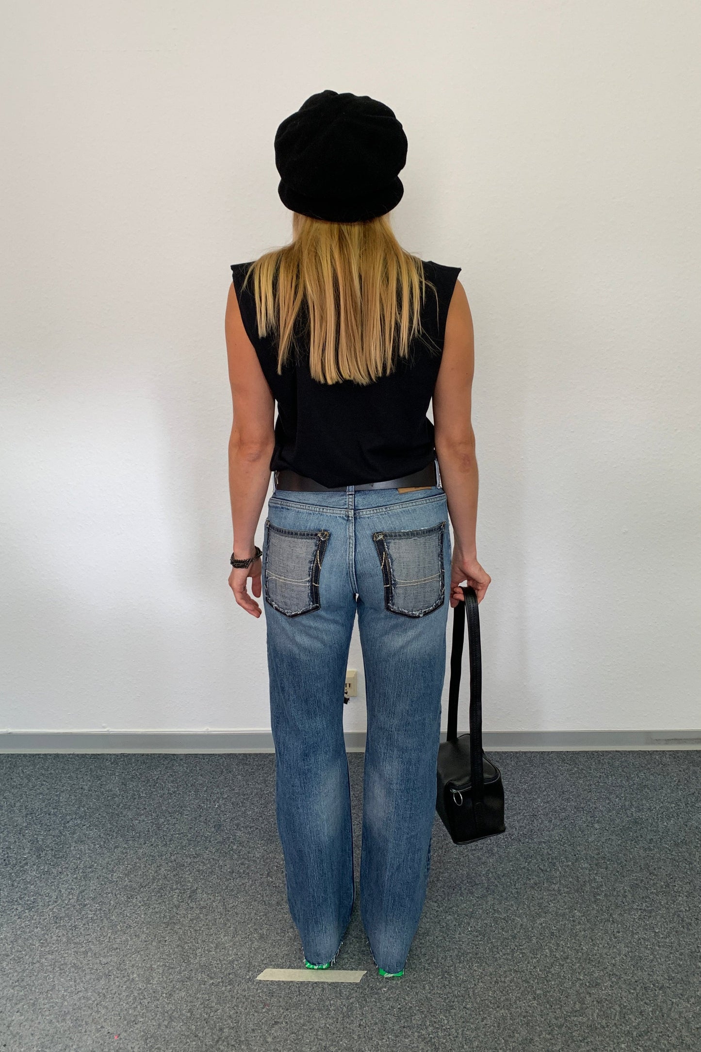 Upcycling Time Runs Biker Jeans Blau W31 L32