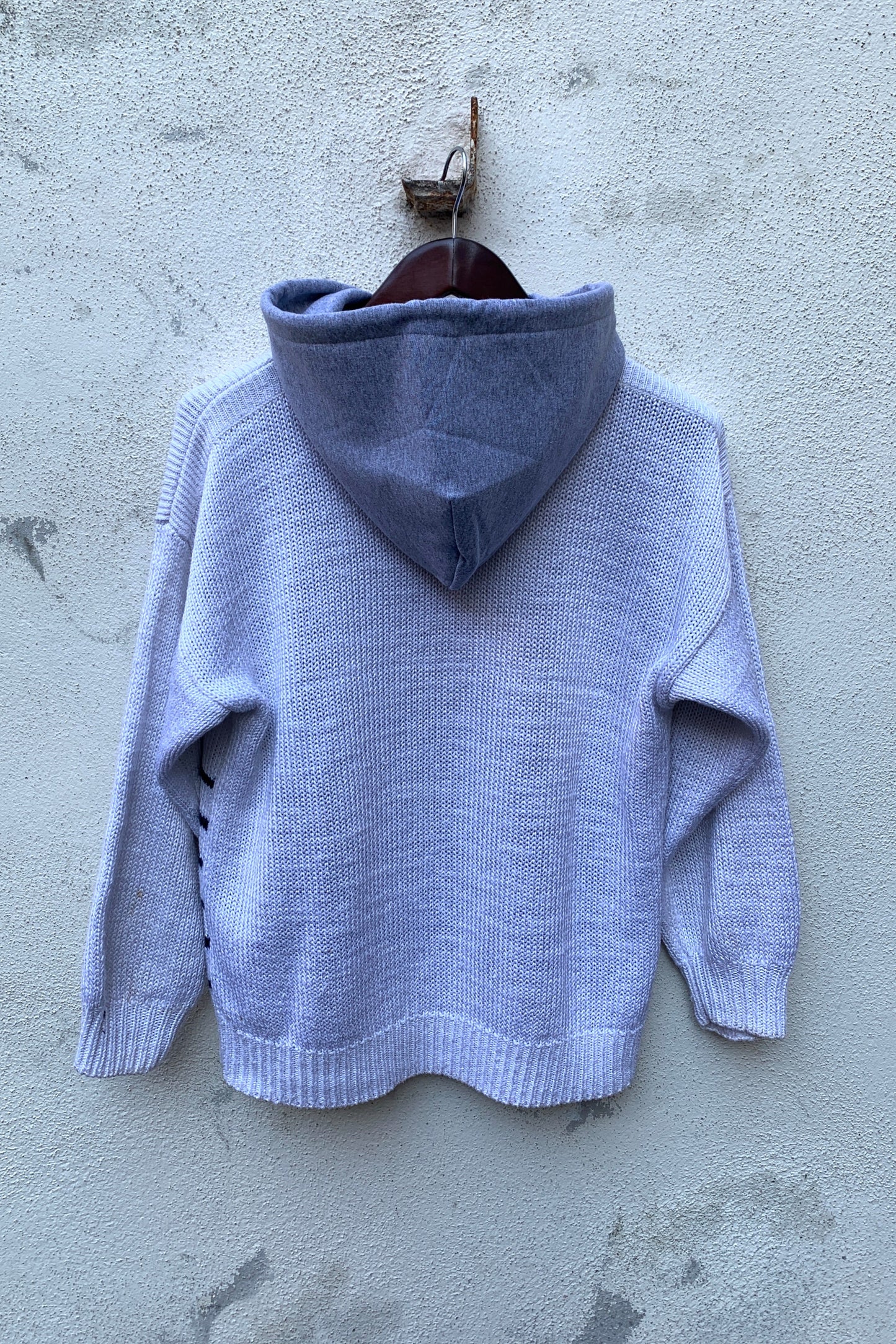 Upcycling Vintage Strick Hoodie Weiß M