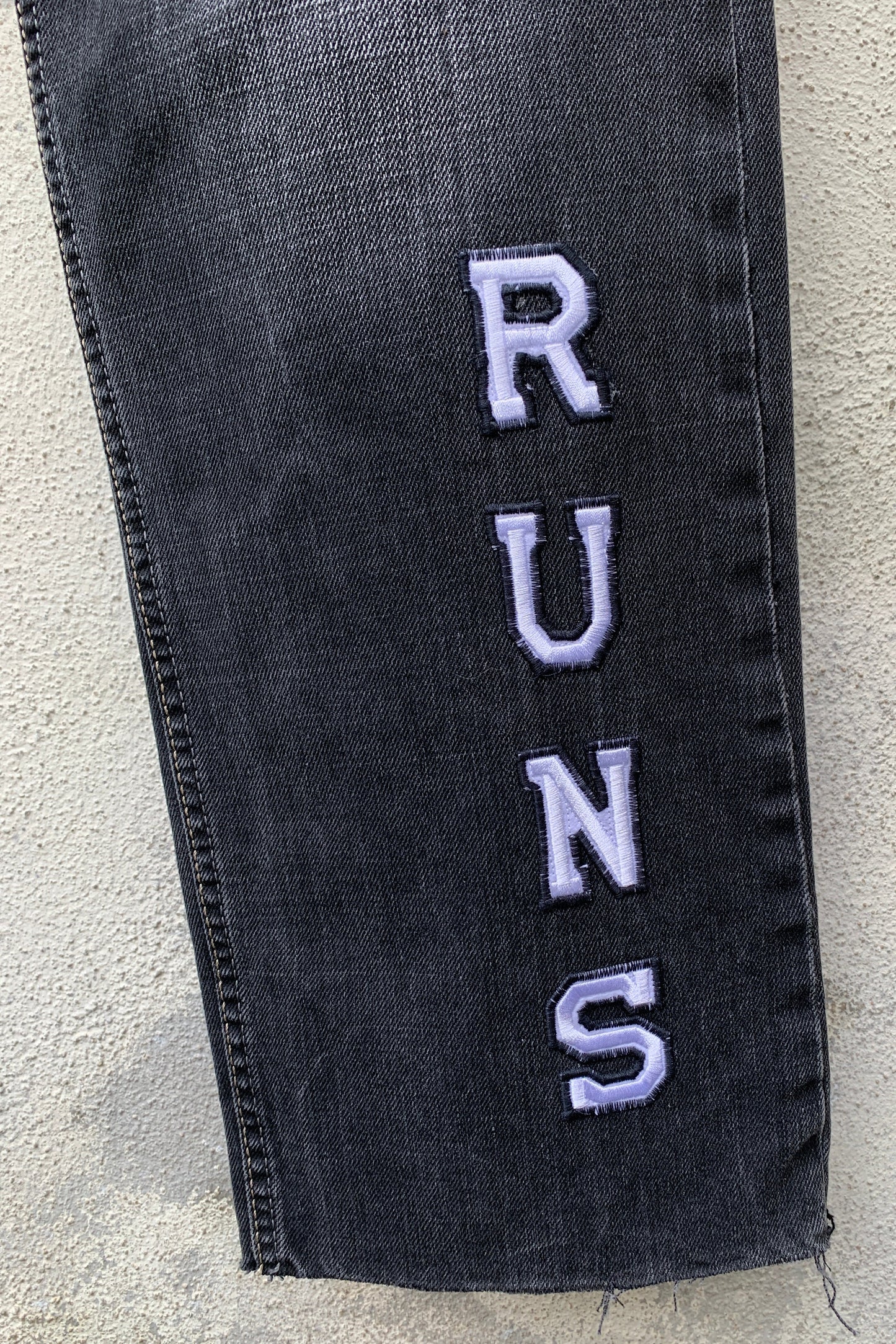 Upcycling Time Runs Biker Jeans Dunkelgrau W31 L32