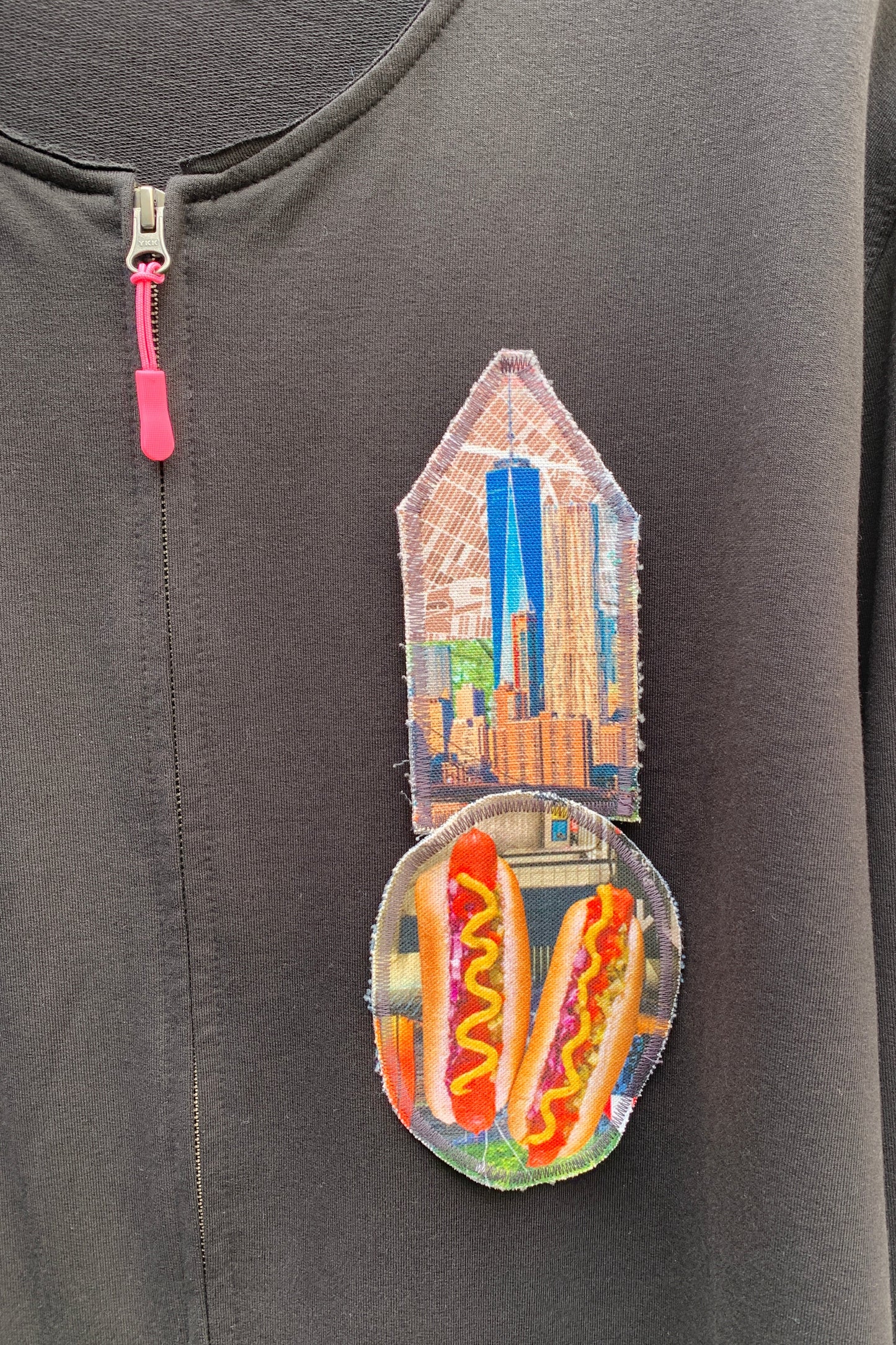 Upcycling 1984 Sweatjacke Schwarz XL