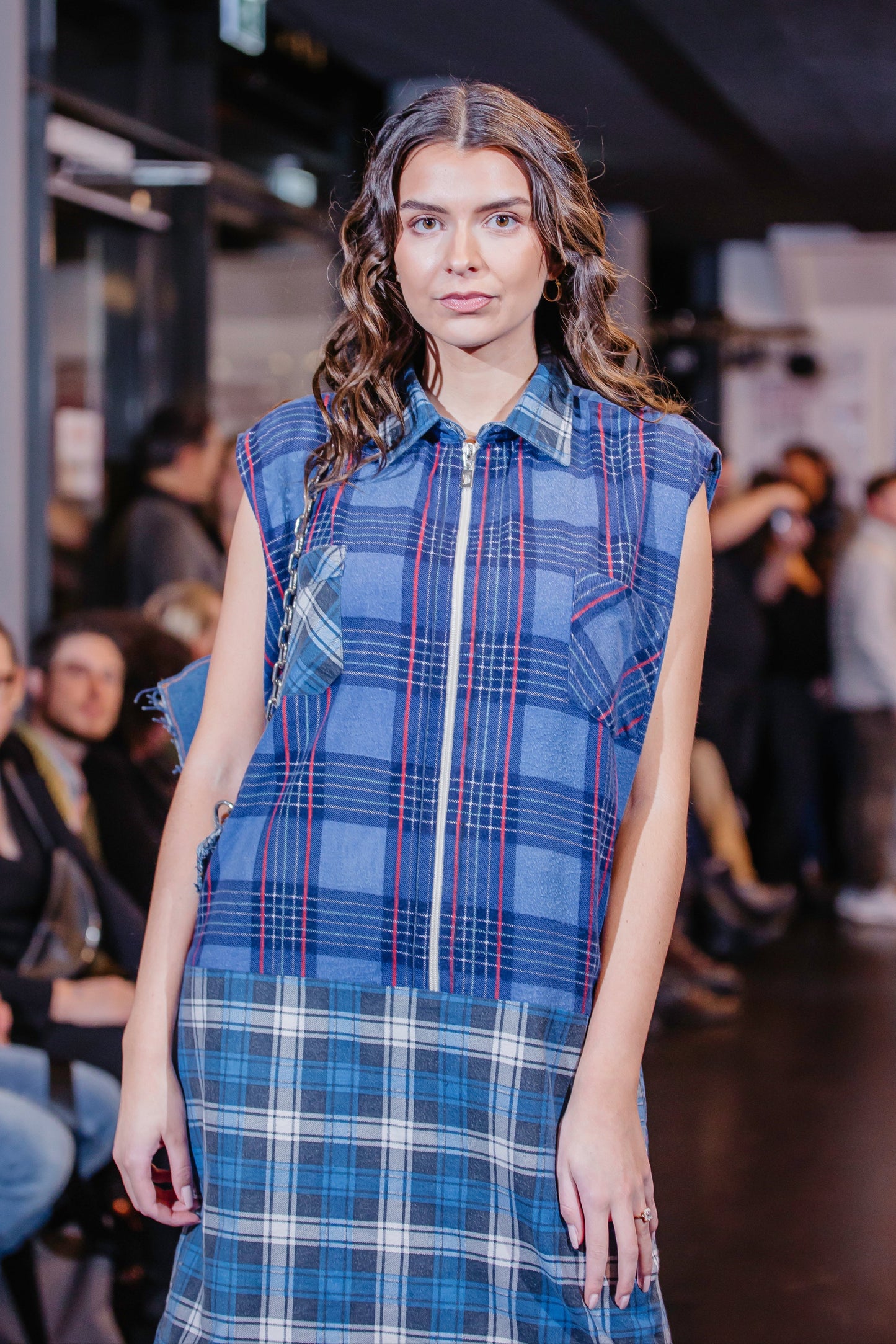 Upcycling Hemdkleid Blau Weiß L