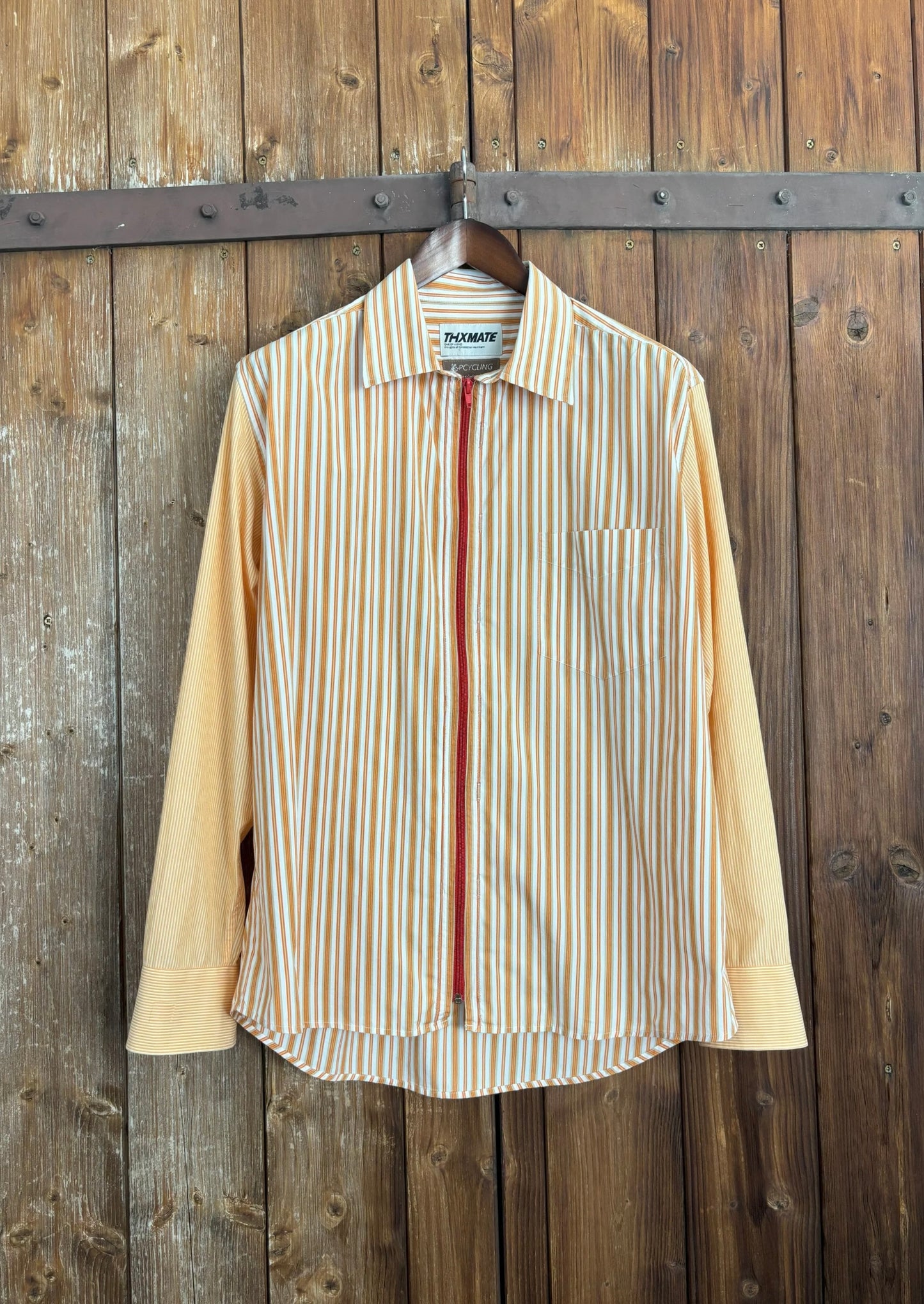 Upcycling 2Face Zip-Hemd Orange L