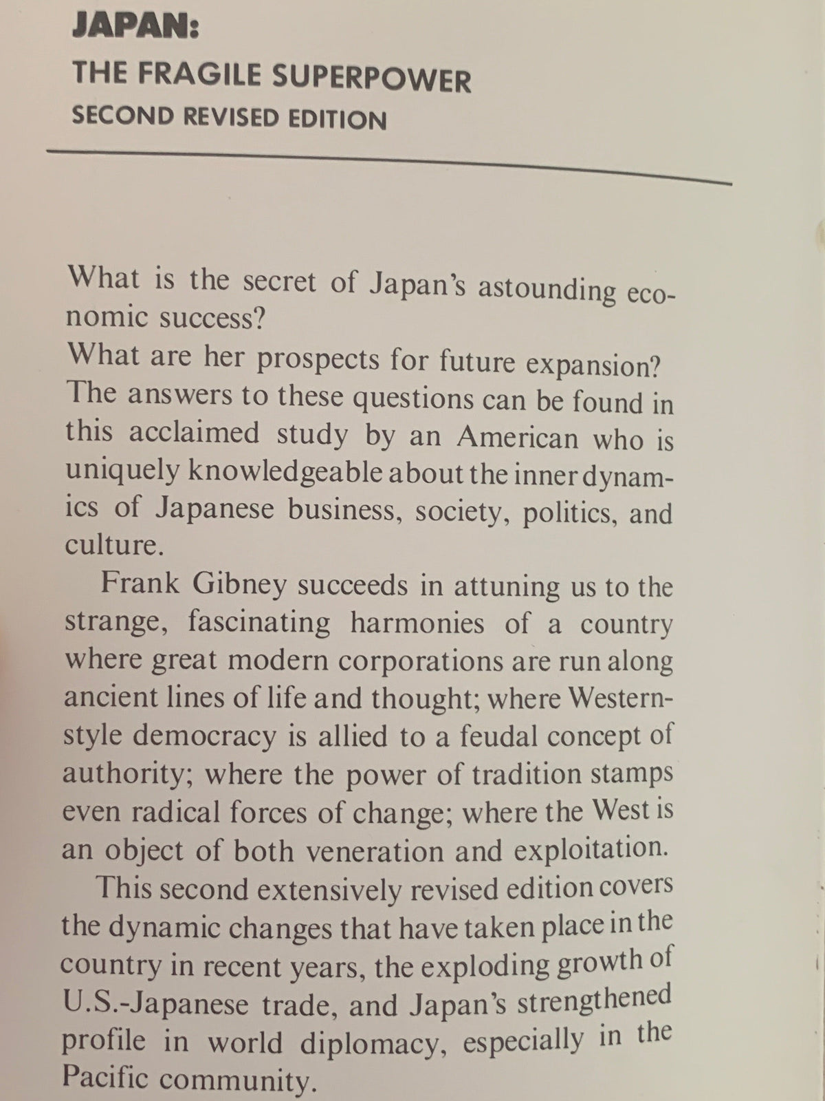 Japan The Fragile Super Power von Frank Gibney