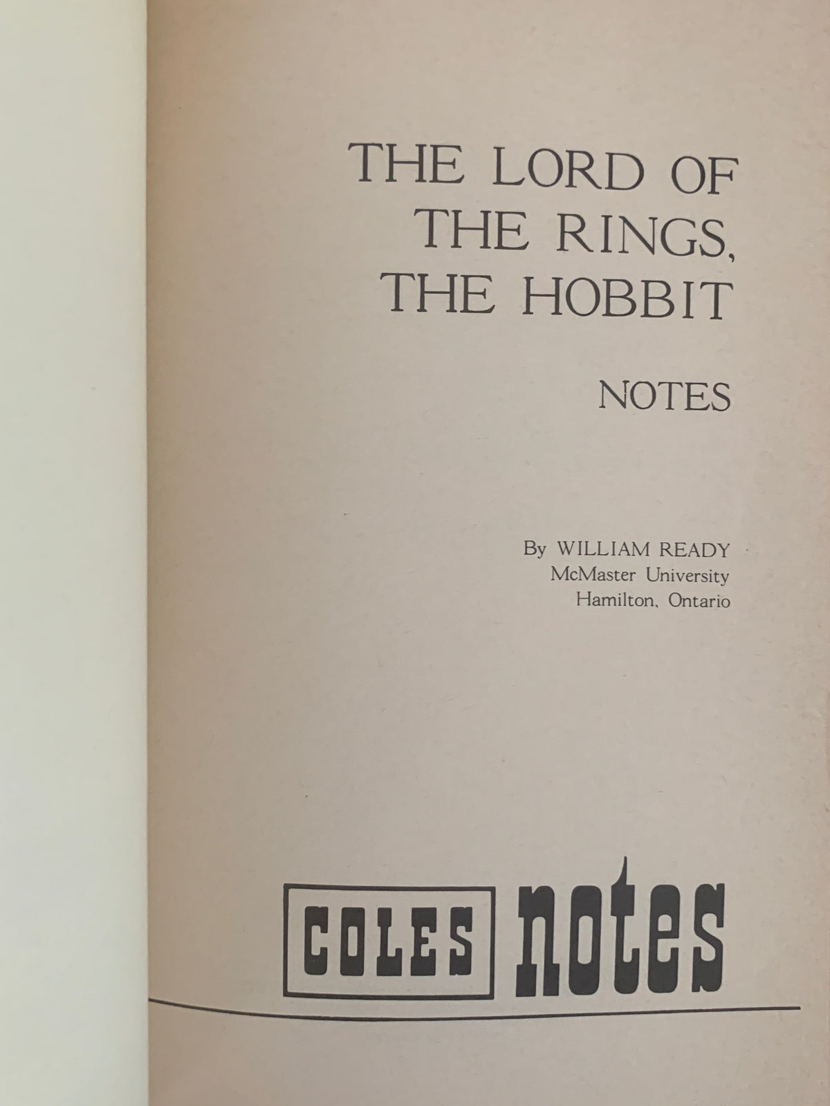 Tolkien, The Lord of the Rings, The Hobbit Notes von William Ready