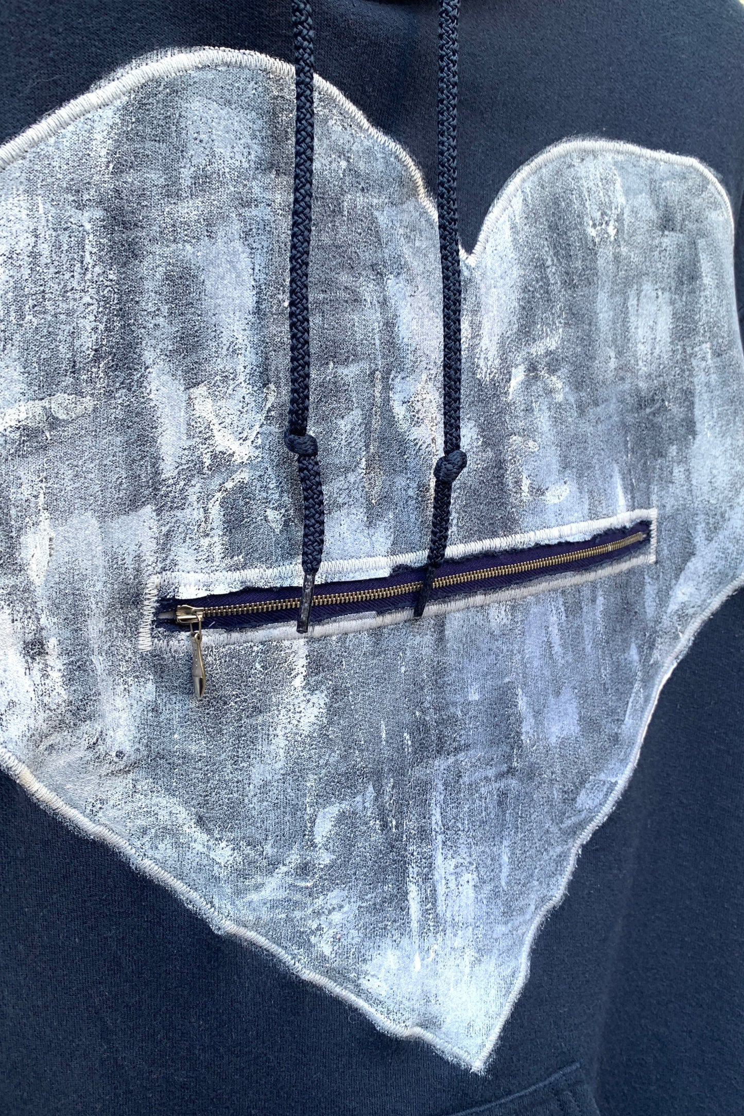 Upcycling Deep Hoodie Marineblau M