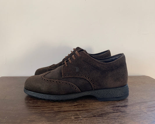 Tod's Wingtip Wildleder Schuhe Dunkelbraun 39