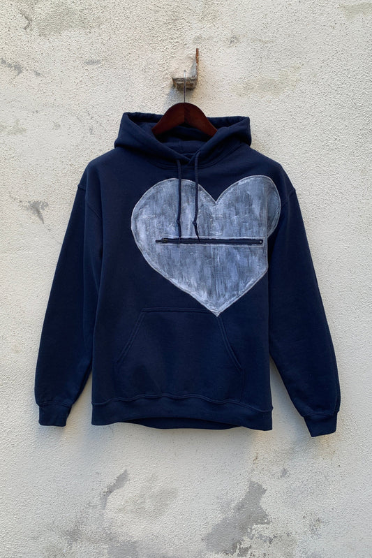 Upcycling Deep Hoodie Marineblau M