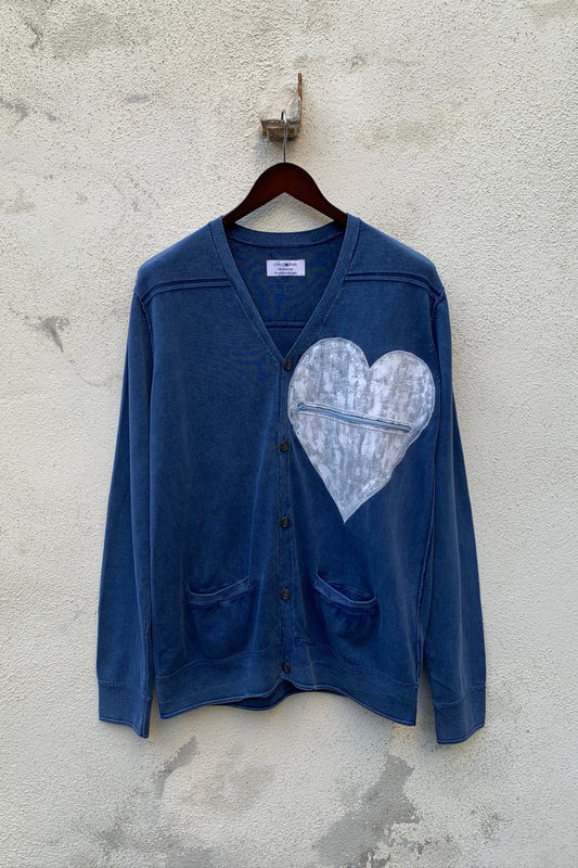 Upcycling Deep Cardigan Blau L