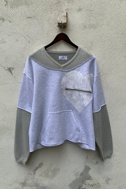 Upcycling Deep Vintage Sweater Hellgrau L