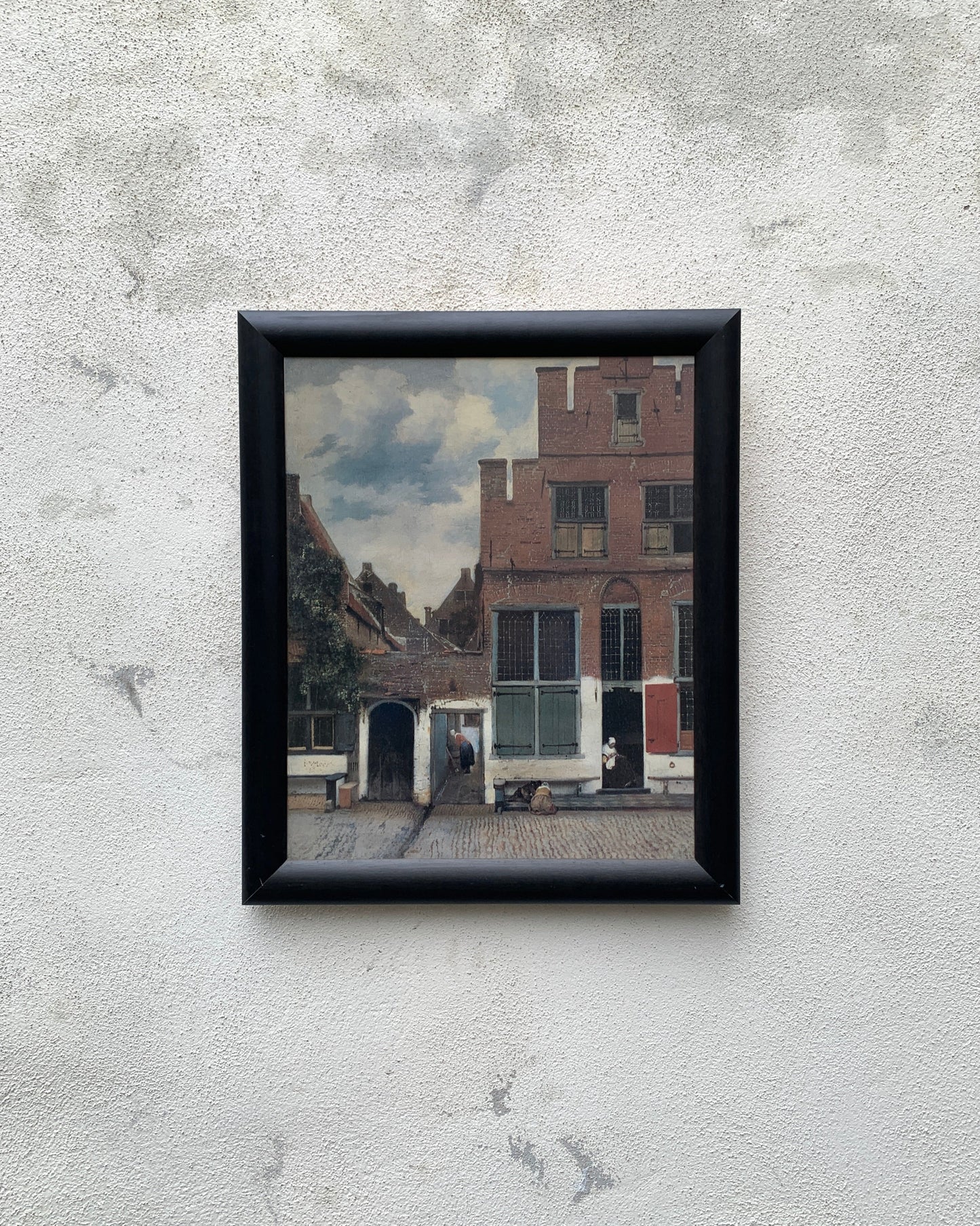 Straße in Delft von Jan Vermeer mit Rahmen