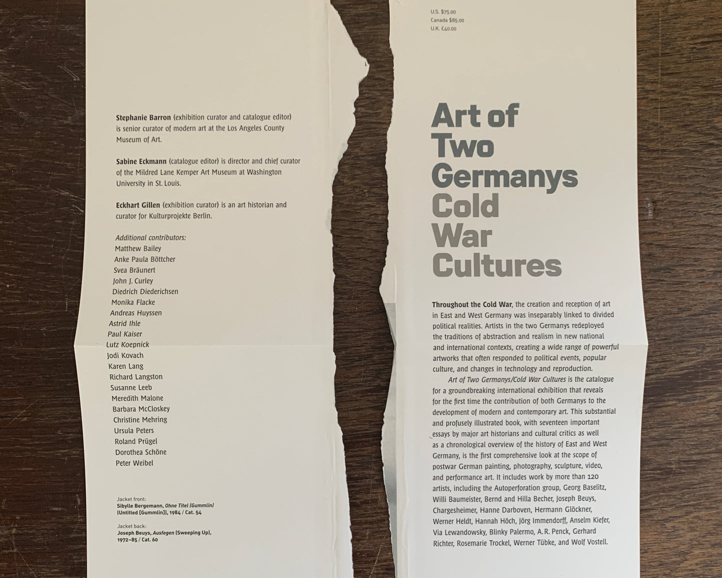 Art of Two Germanys Cold War Cultures Buch von Barron / Eckmann