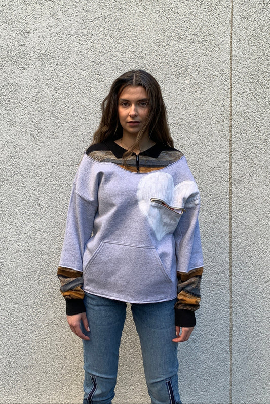 Upcycling Deep Vintage Sweater Grau L