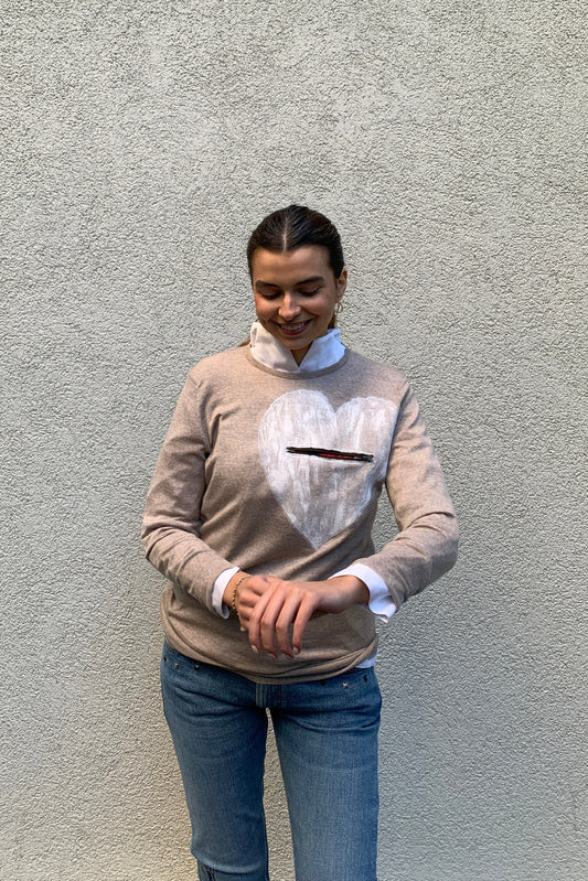 Upcycling Deep Pullover Hellbraun S