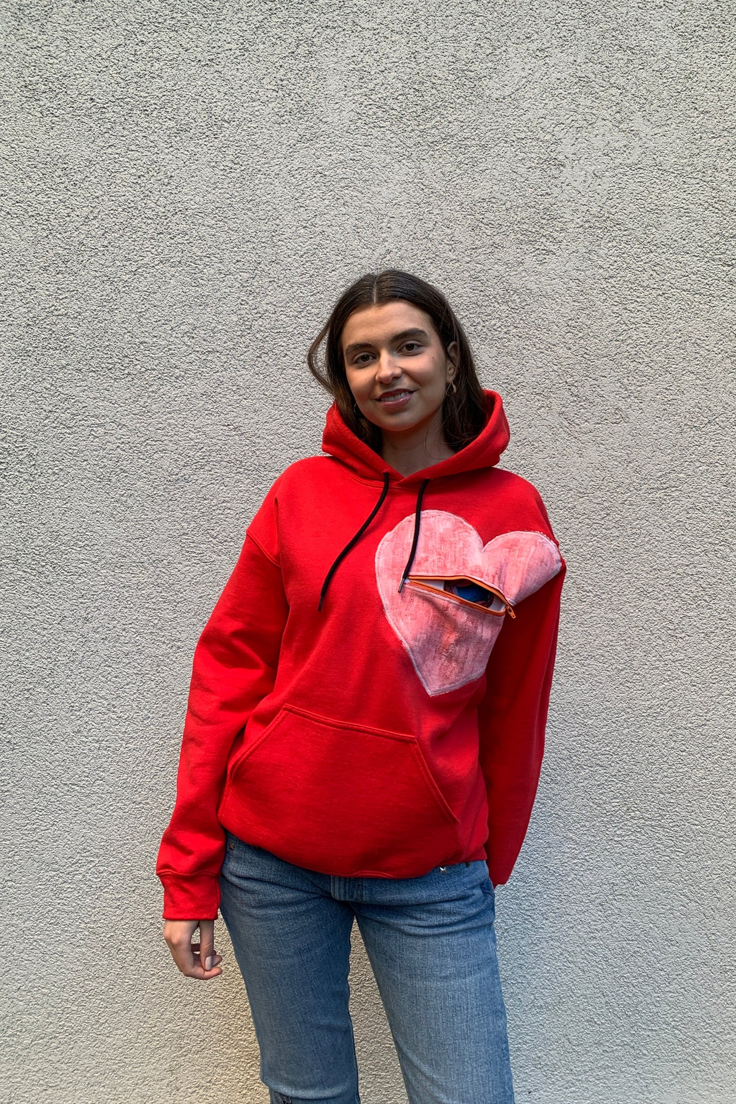 Upcycling Deep Hoodie Rot M