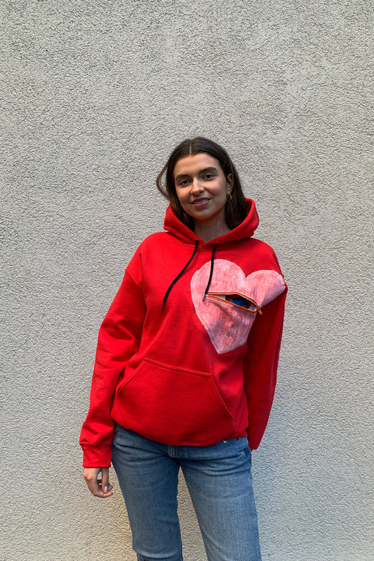 Upcycling Deep Hoodie Rot M