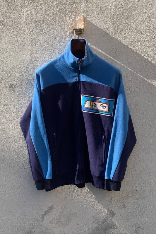 Upcycling Eyes On You Trainingsjacke Blau L
