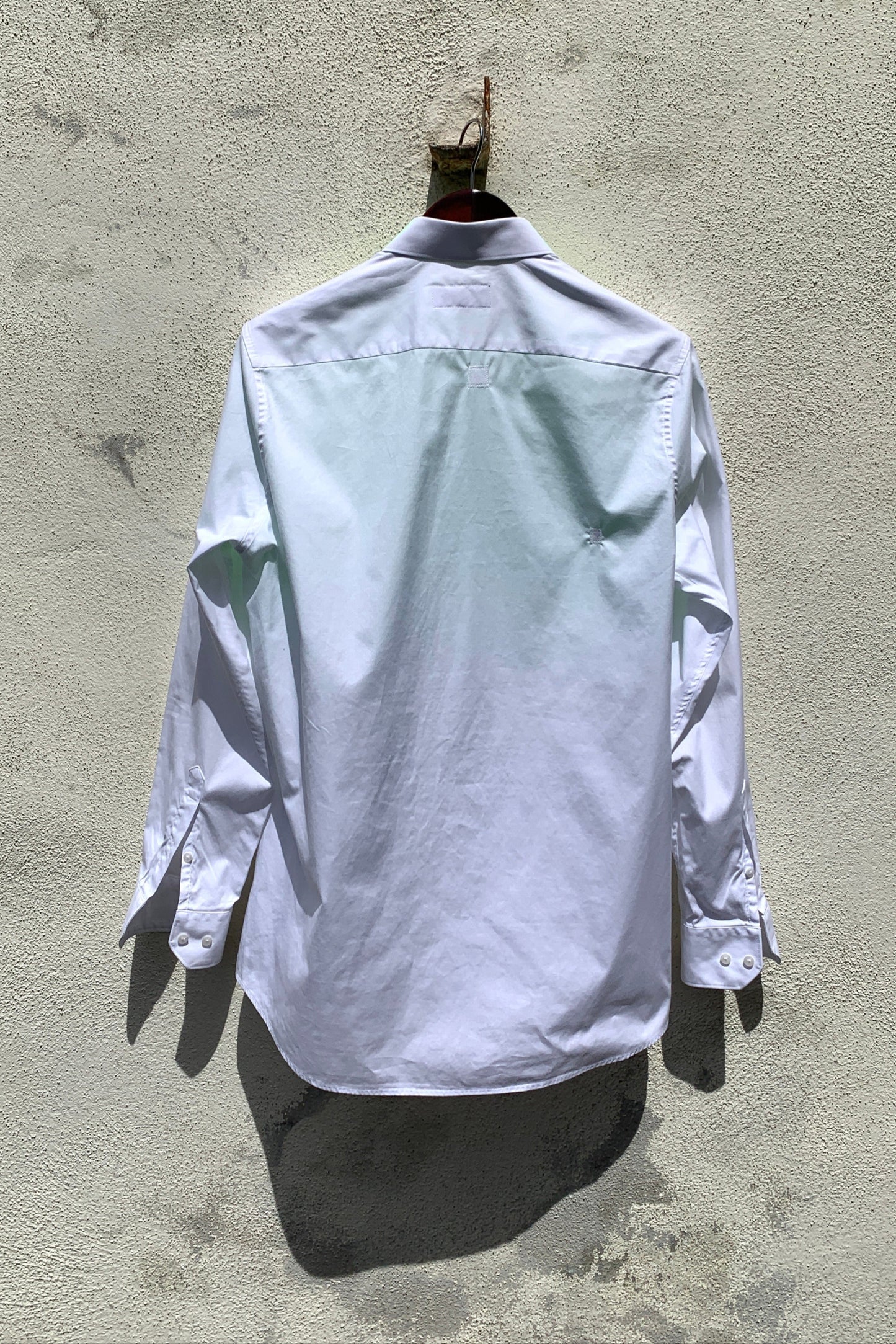 Upcycling Light Color-Blocking Hemd Weiß Neongrün L