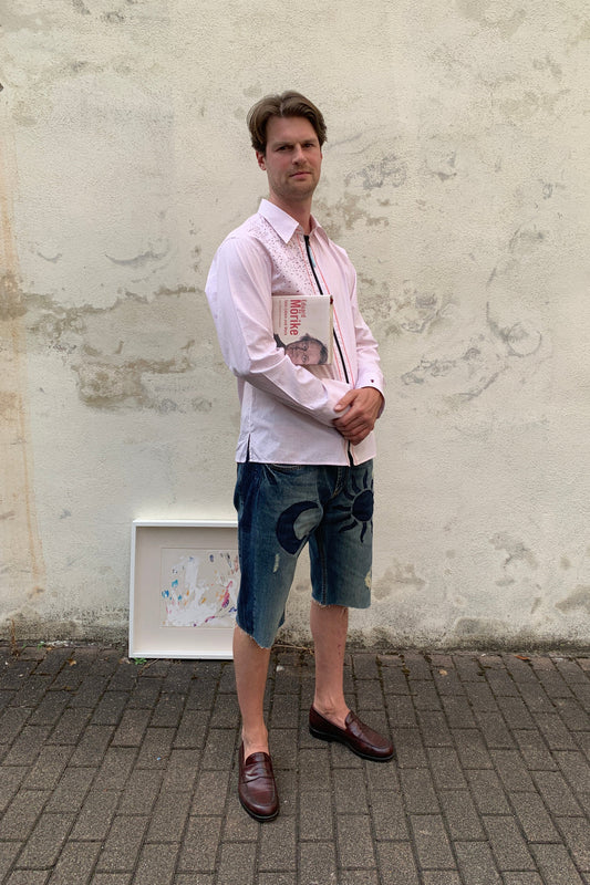 Upcycling Sonne & Mond Kurze Jeans Shorts Dunkelblau 38