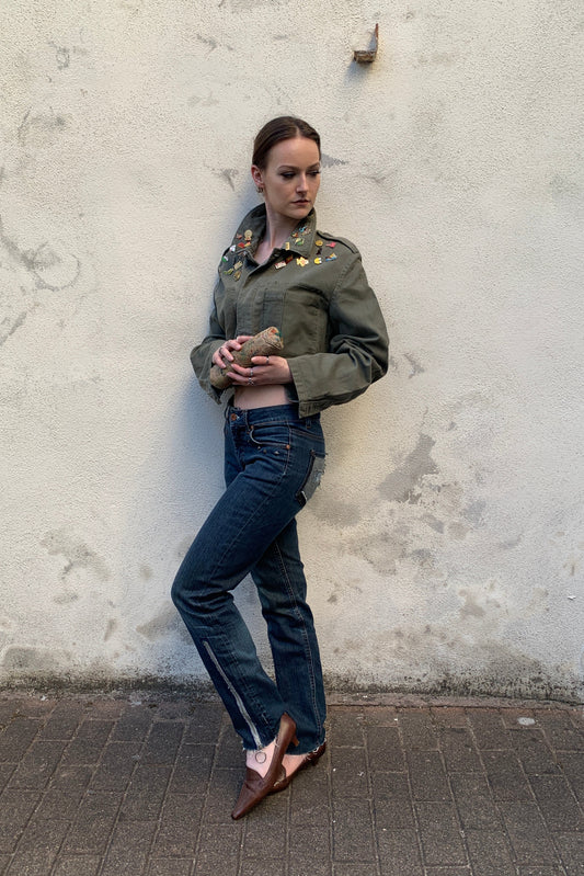Upcycling Zip-Jeans Dunkelblau 27