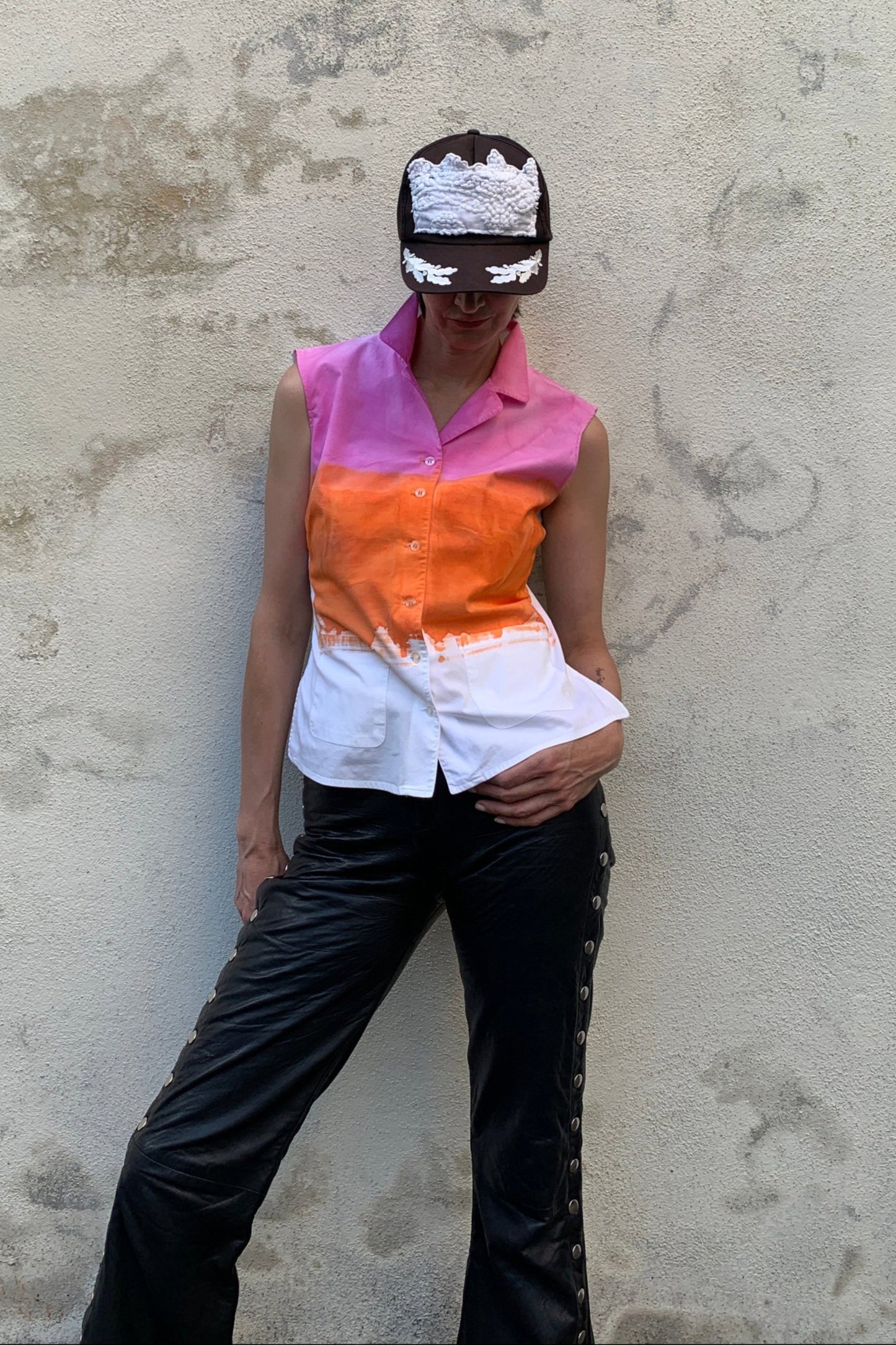 Upcycling Spitzen Cap Schwarz