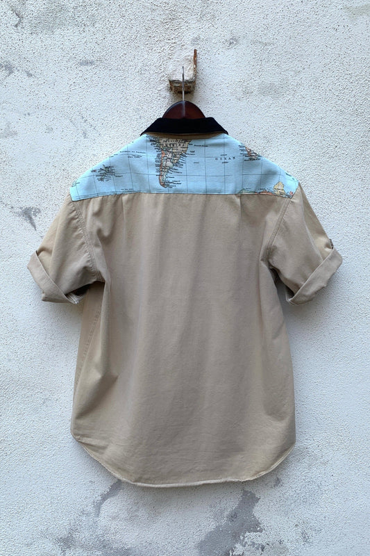Upcycling Around the World Safari Zip-Hemd Beige XL