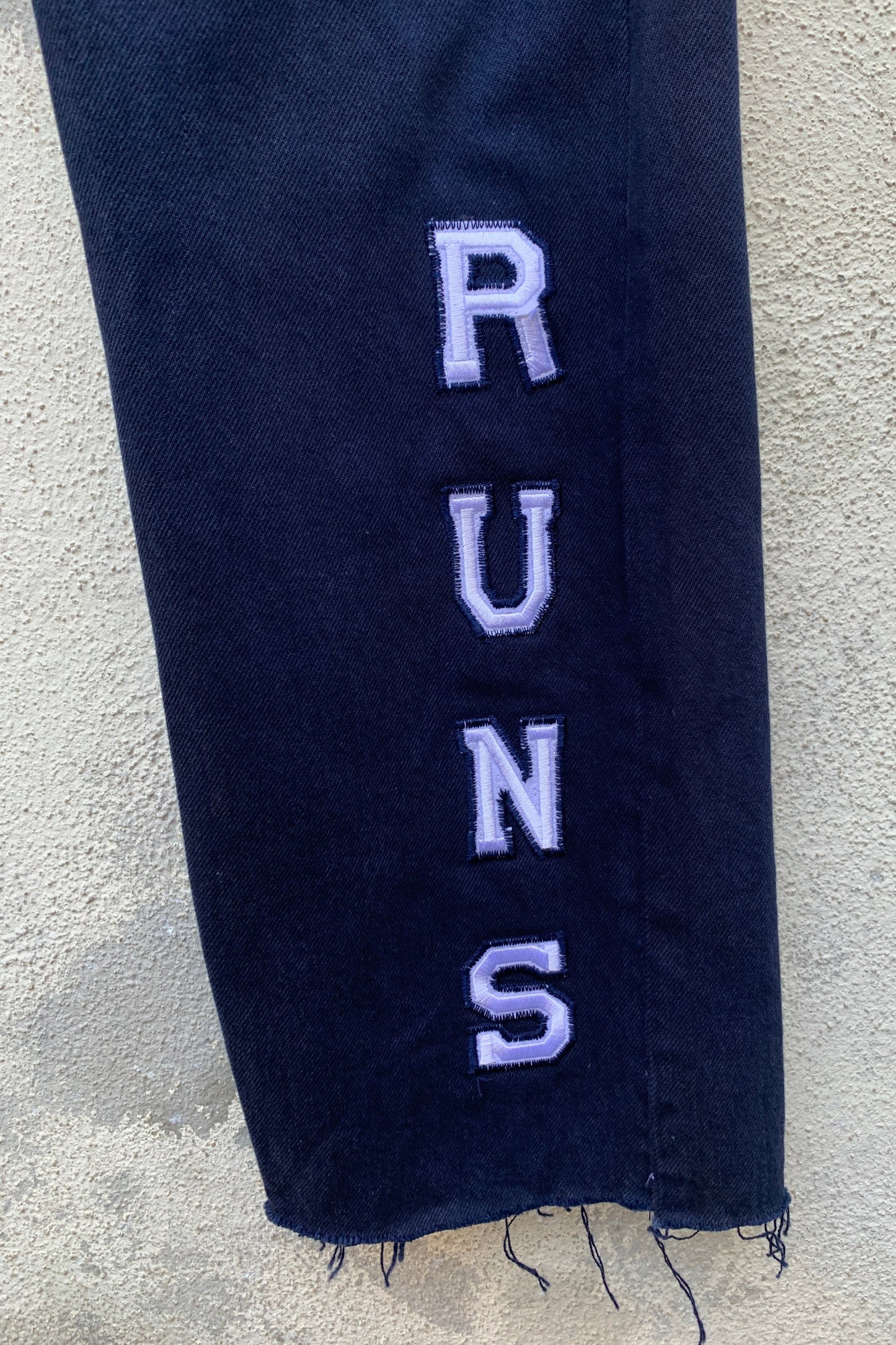 Upcycling Time Runs Biker Jeans Dunkelblau W31 L34