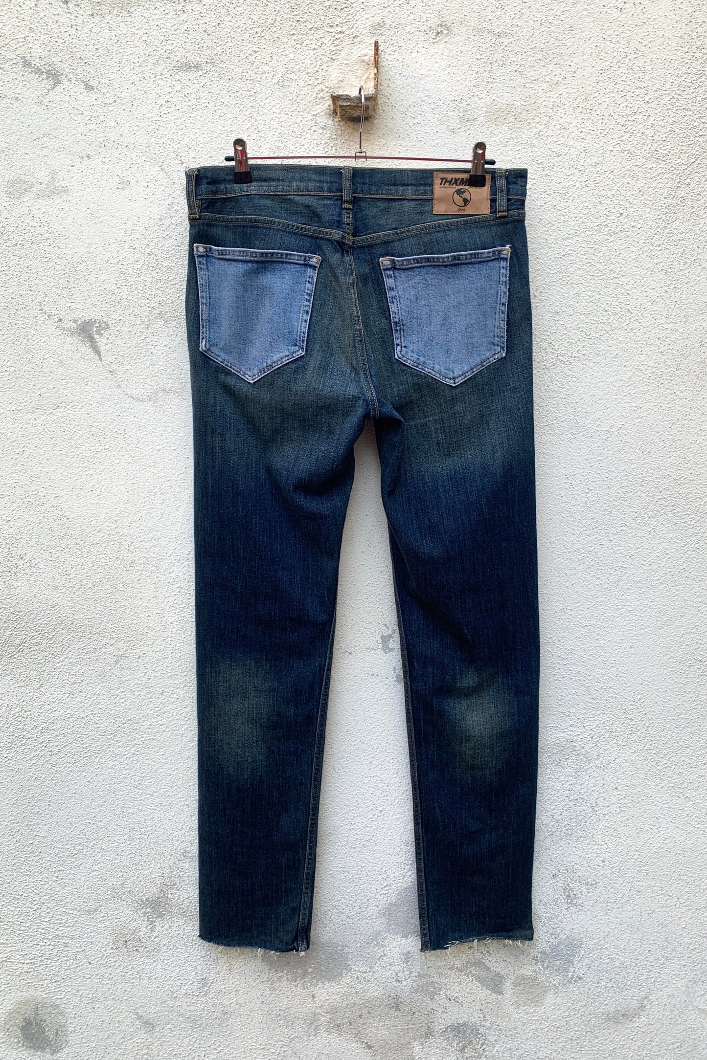 Upcycling Time Runs Biker Jeans Dunkelblau W33 L34